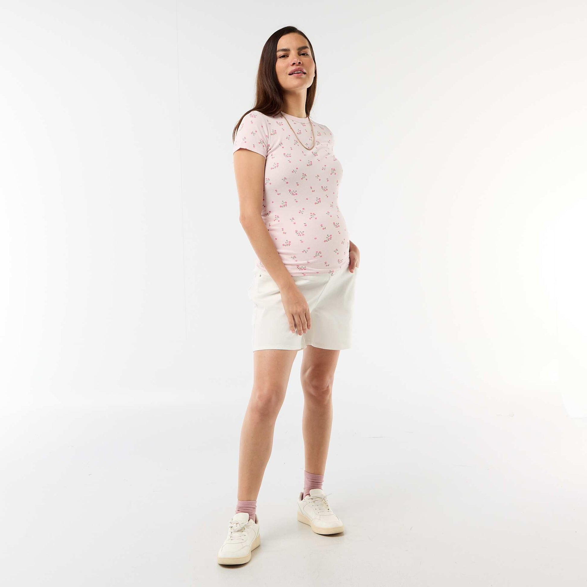 Tee-shirt de maternité côtelé ROSE