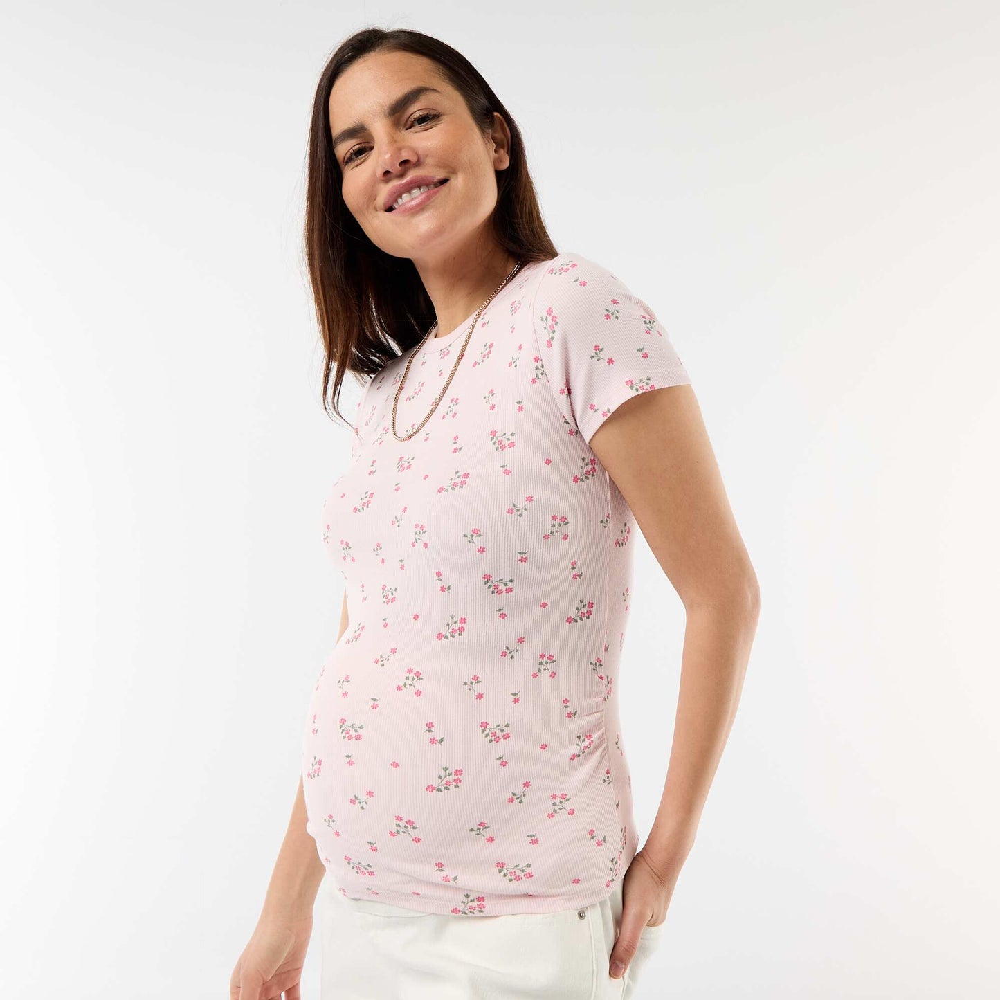 Tee-shirt de maternité côtelé ROSE
