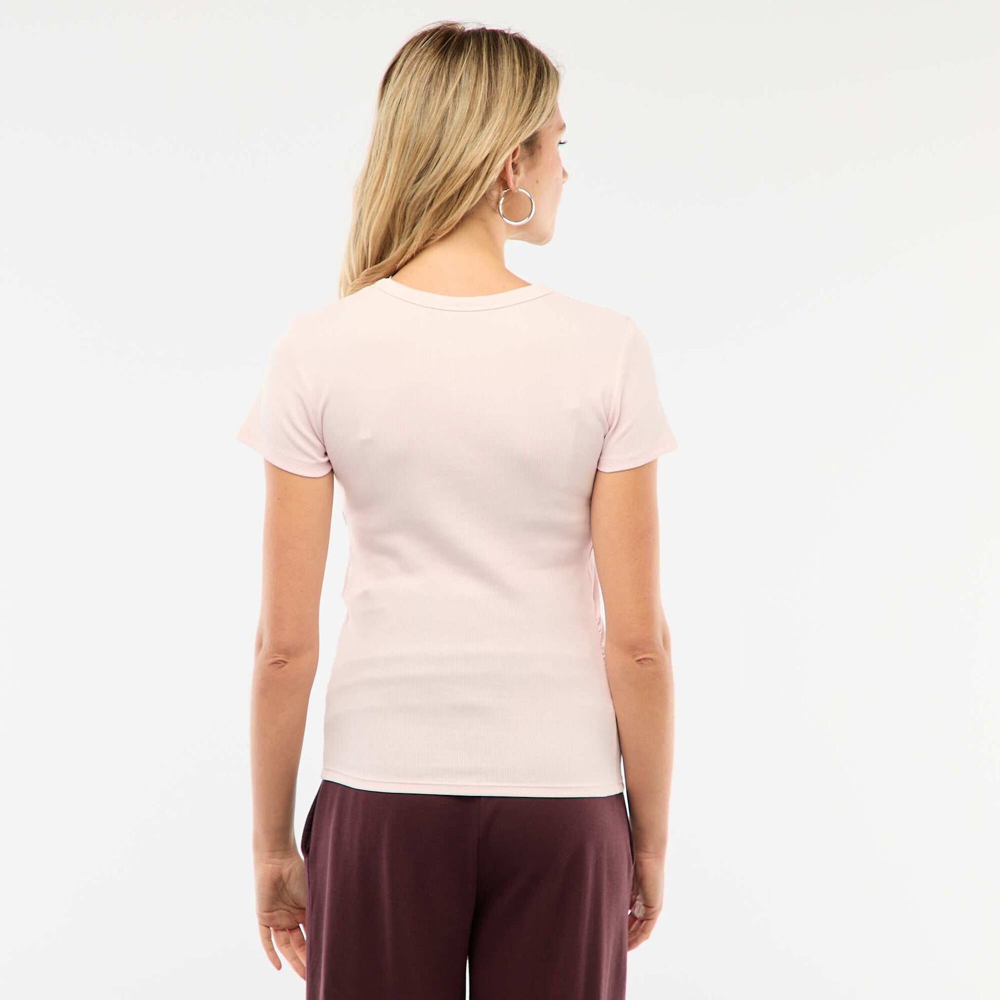 Tee-shirt de maternité côtelé ROSE CLAIR