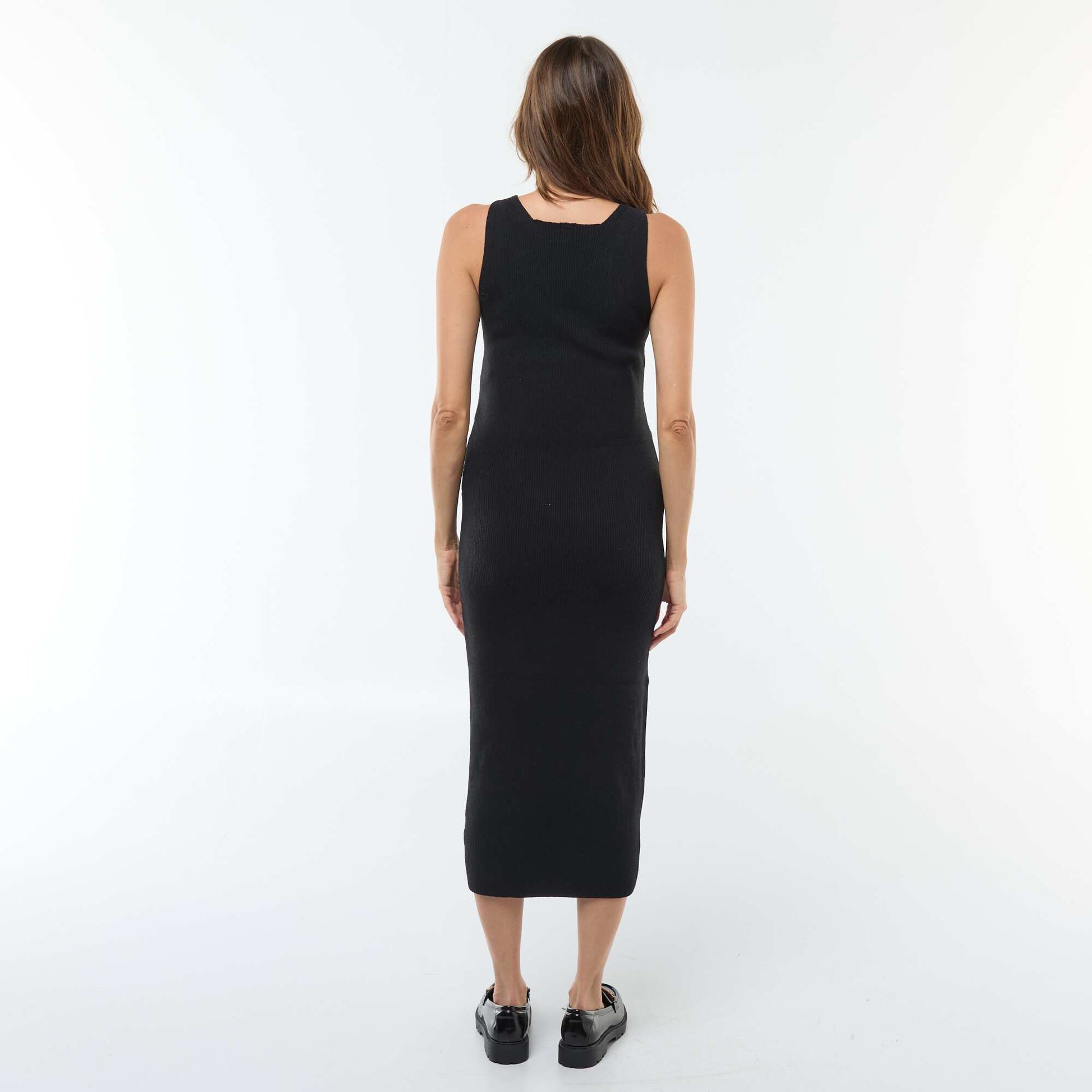 Robe midi côtelée + pull cropped de maternité NOIR