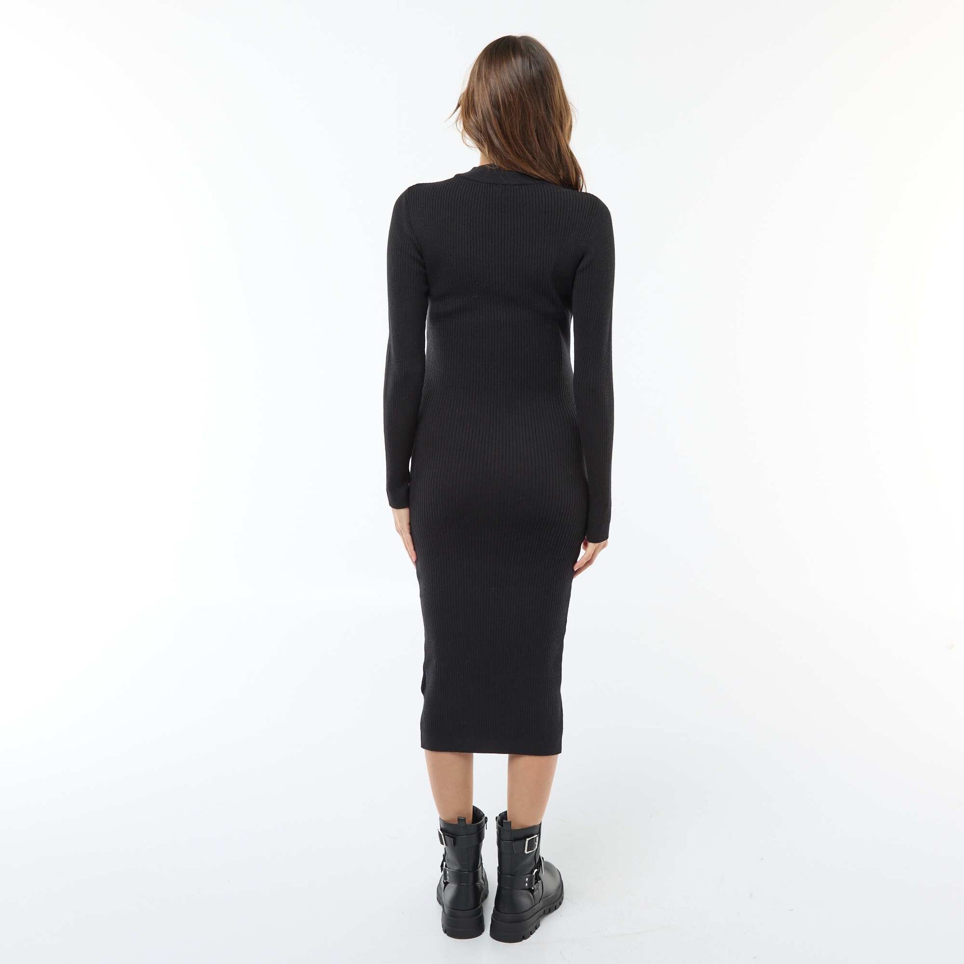 Robe longues côtelée de maternité NOIR