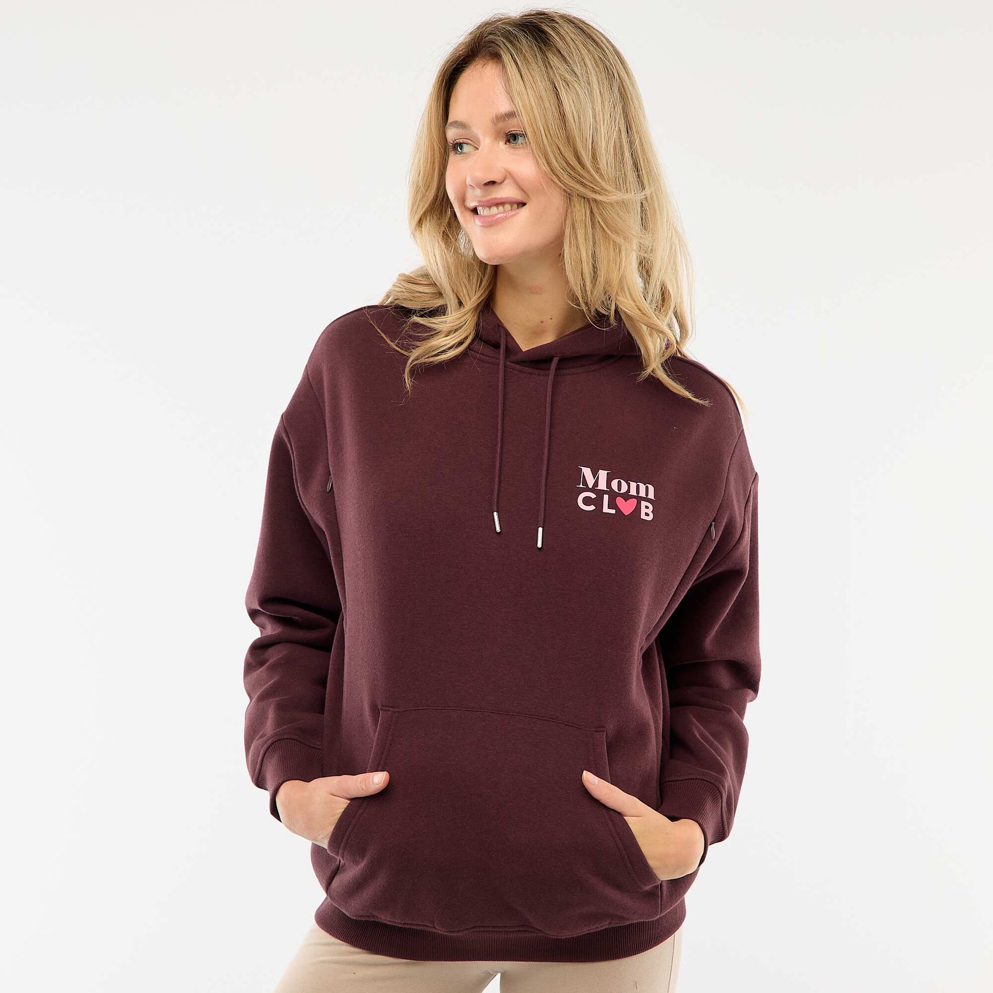 Sweat d'allaitement à capuche PRUNE