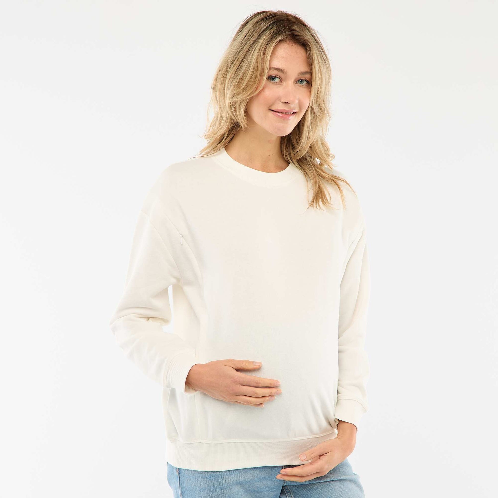 Sweat d'allaitement en molleton BLANC