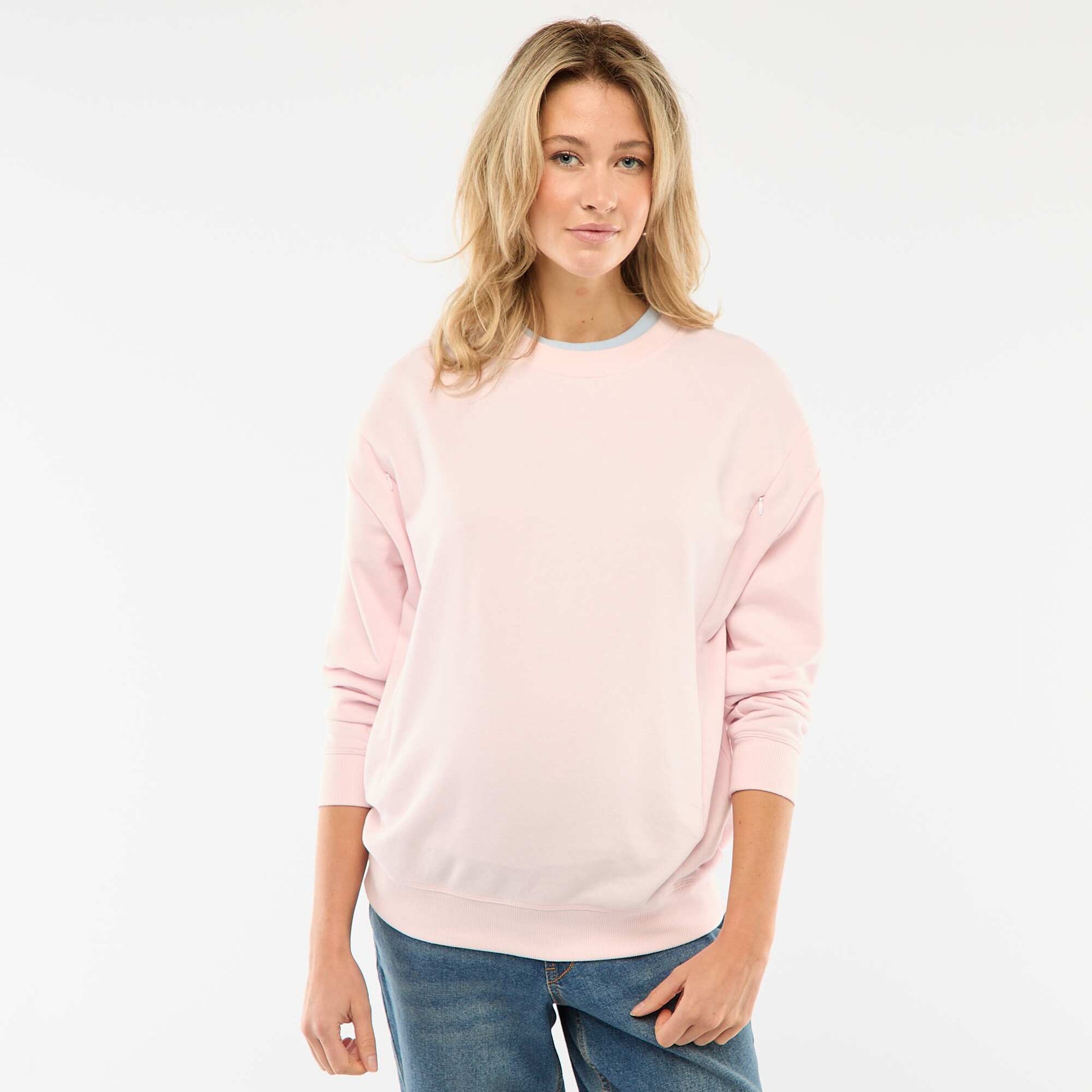 Sweat d'allaitement en molleton ROSE