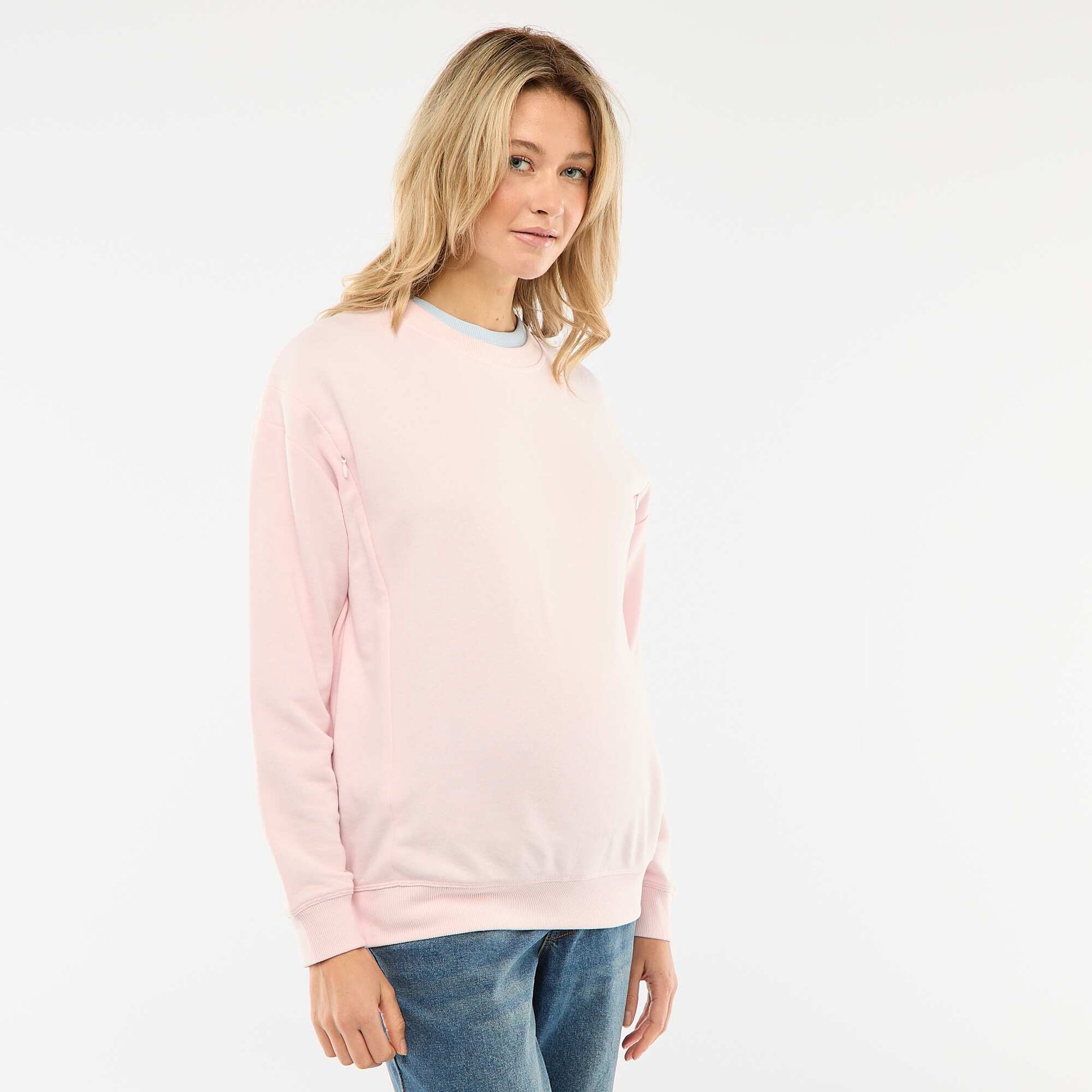 Sweat d'allaitement en molleton ROSE
