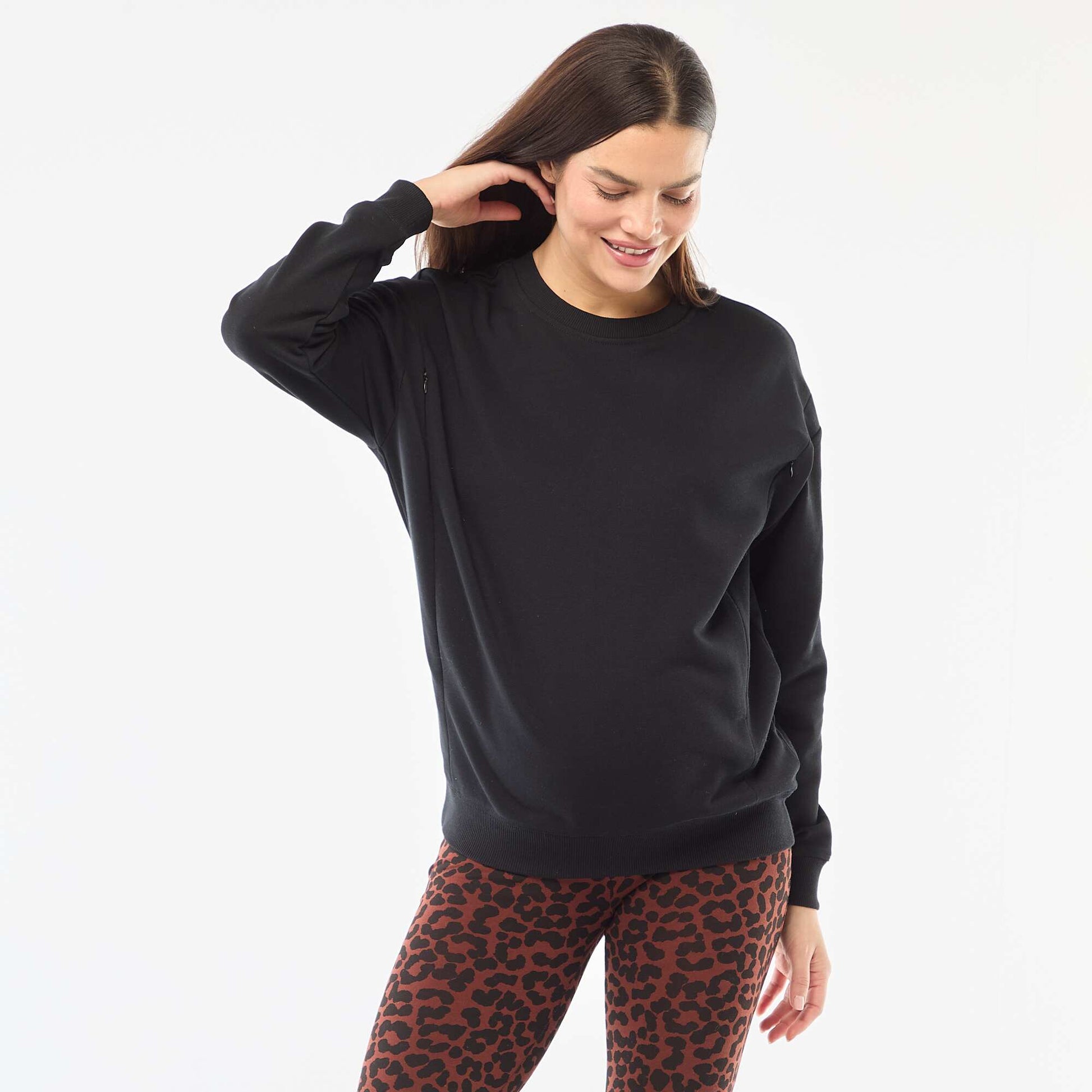 Sweat d'allaitement en molleton NOIR