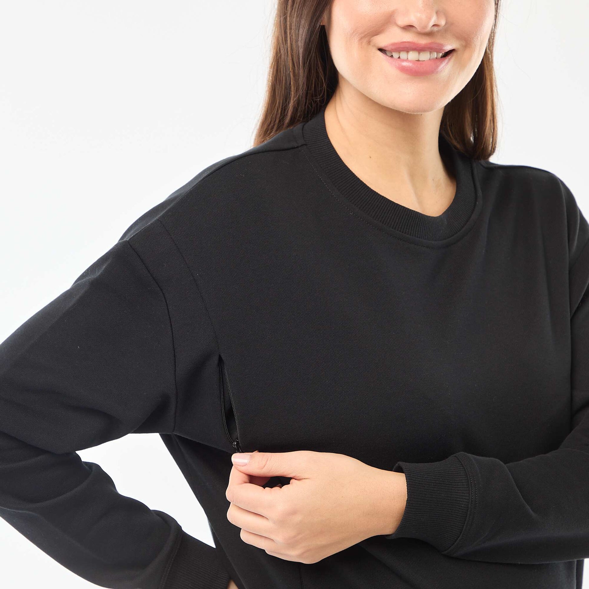 Sweat d'allaitement en molleton NOIR