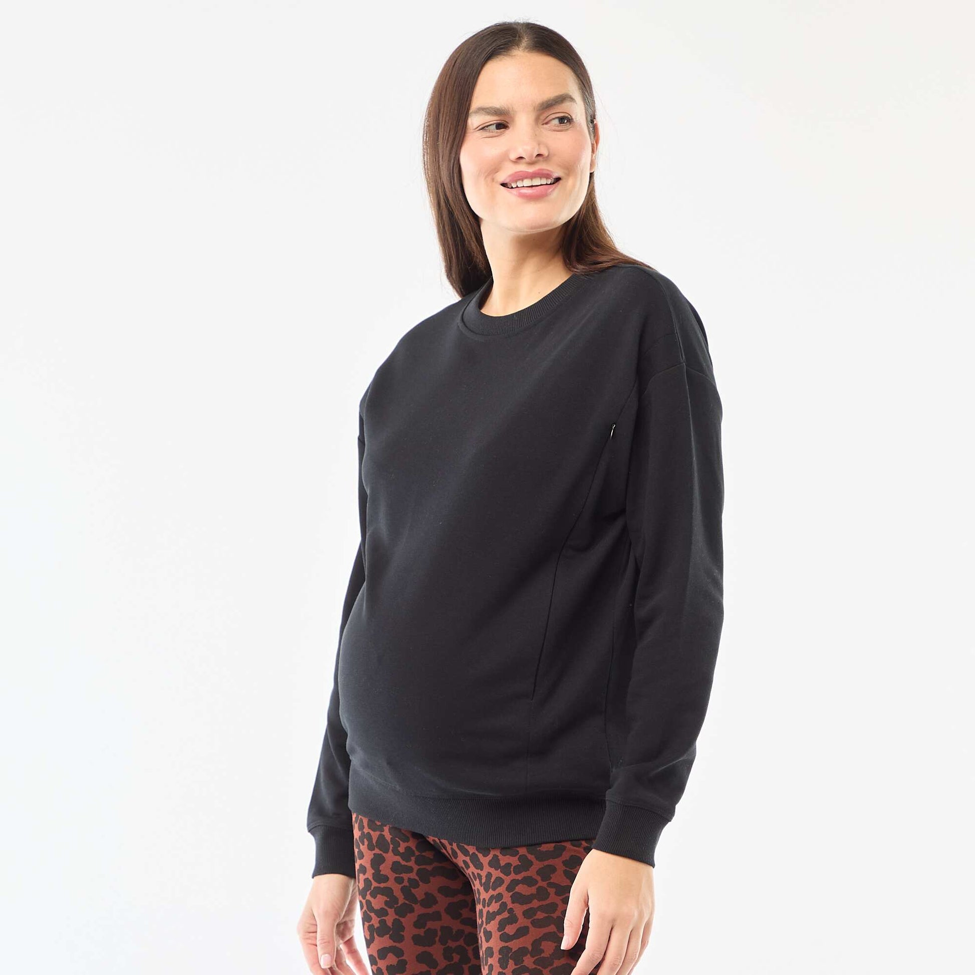 Sweat d'allaitement en molleton NOIR