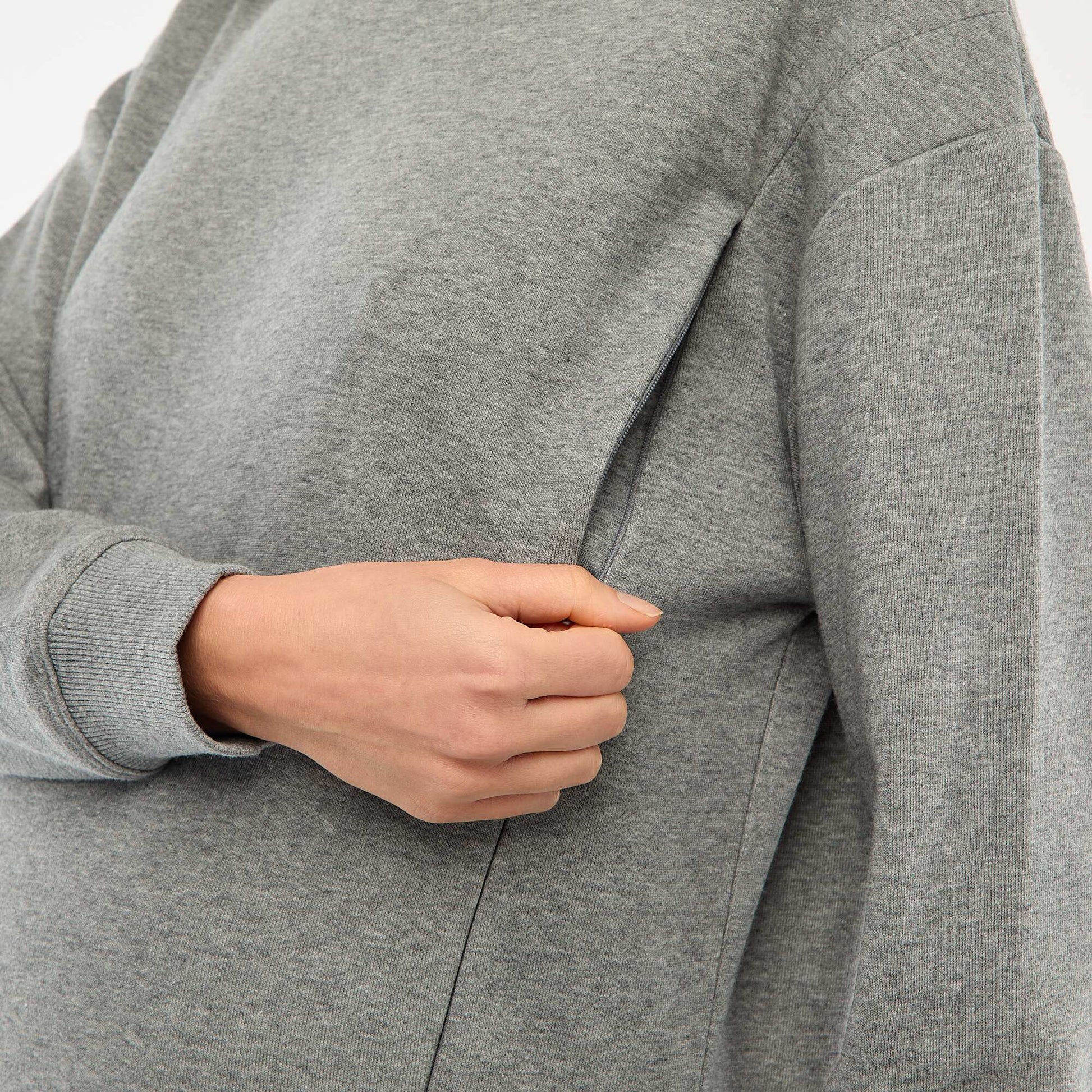 Sweat d'allaitement en molleton GRIS
