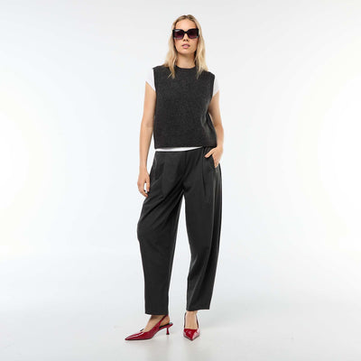 Pantalon boule taille haute uni GRIS