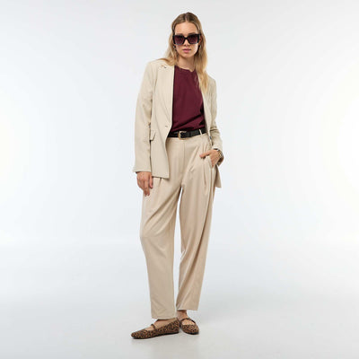 Pantalon boule taille haute uni BEIGE