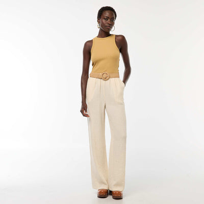 Pantalon large en gaze de coton BLANC
