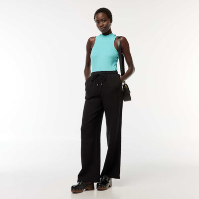 Pantalon large en gaze de coton NOIR