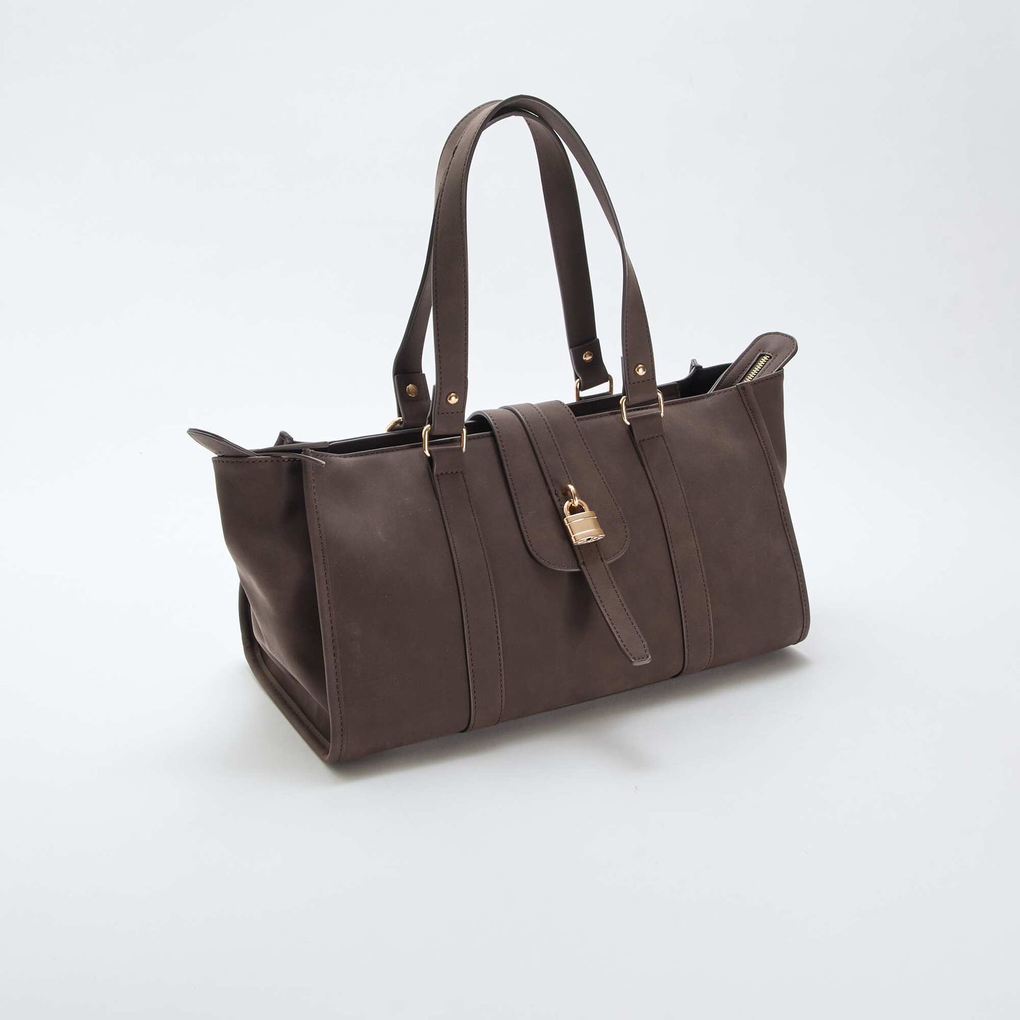 Sac à main bowling détail cadenas MARRON