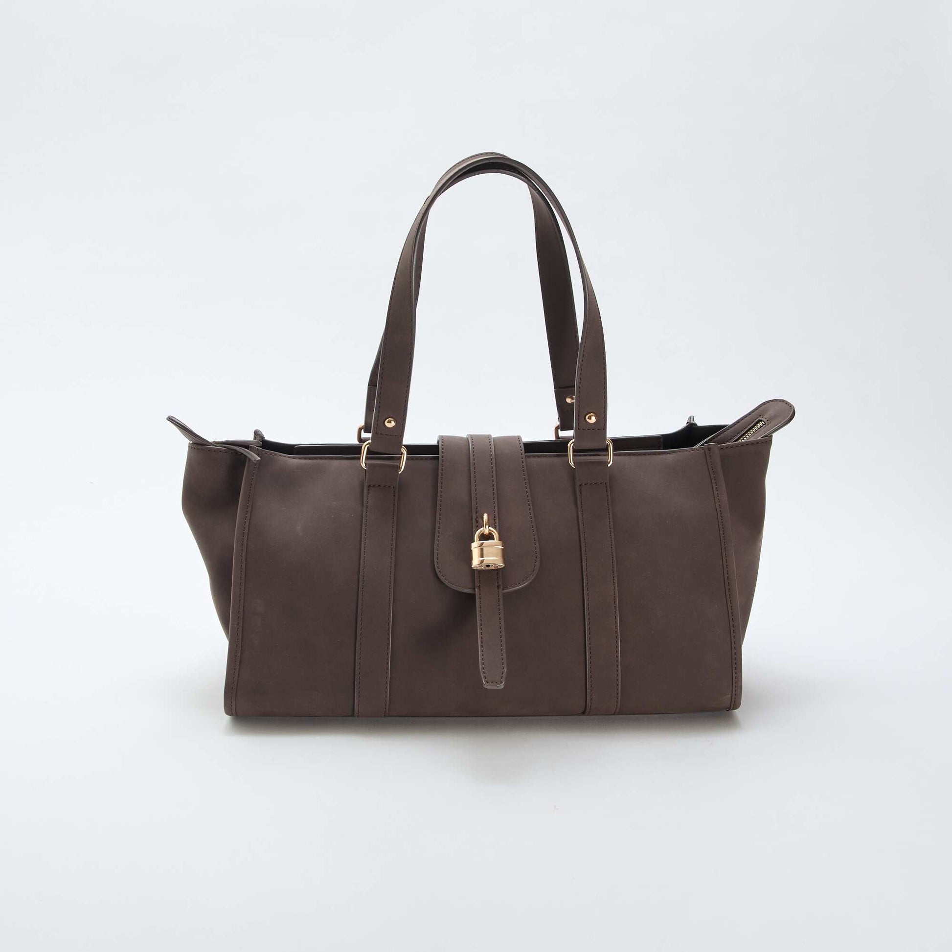 Sac à main bowling détail cadenas MARRON