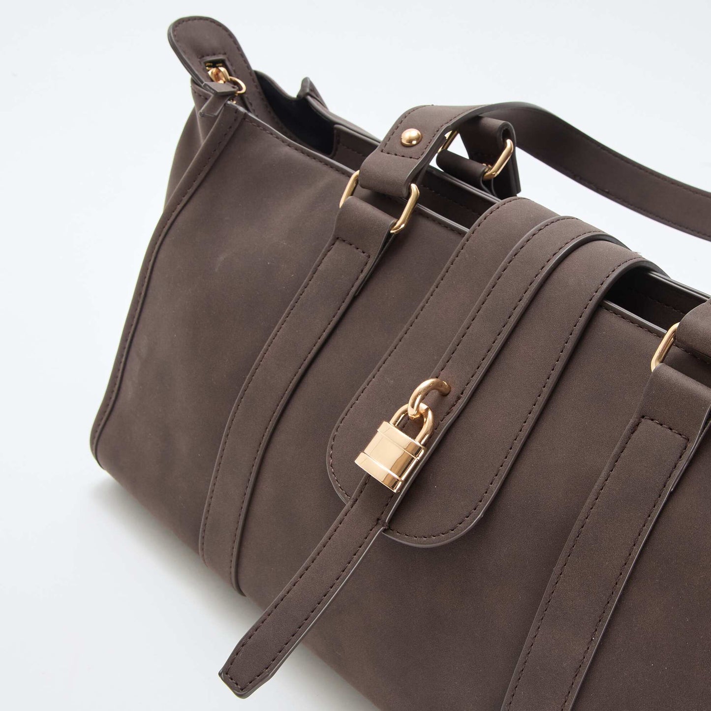 Sac à main bowling détail cadenas MARRON