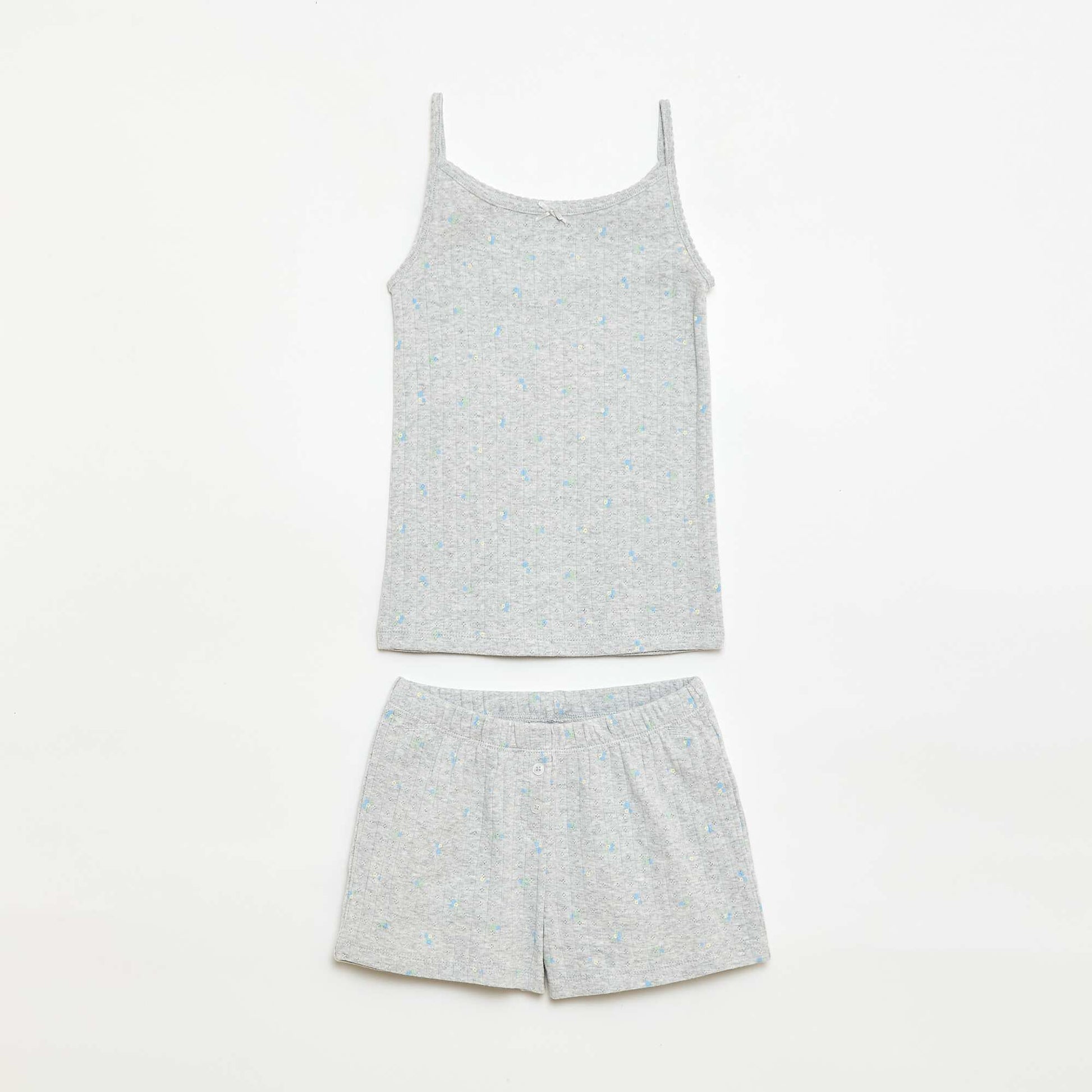 Ensemble pyjama court débardeur + short à motif - 2 pièces GRIS
