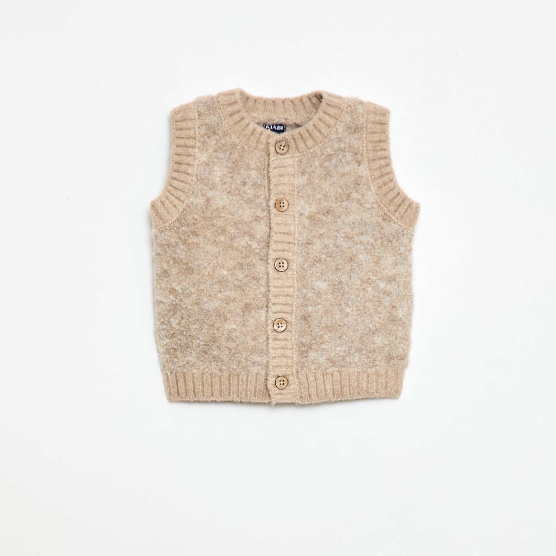 Pull sans manches en maille bouclette BEIGE
