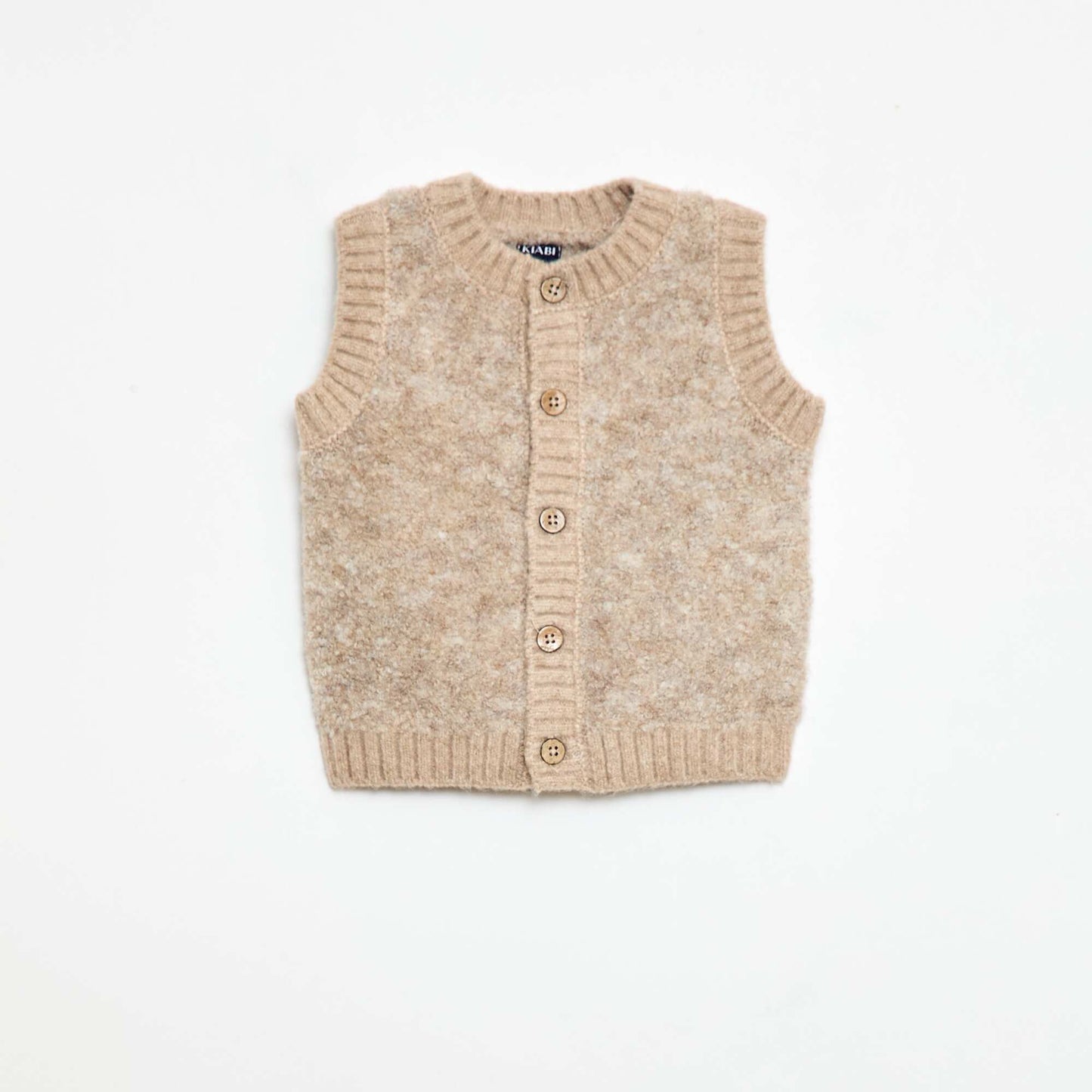 Pull sans manches en maille bouclette BEIGE