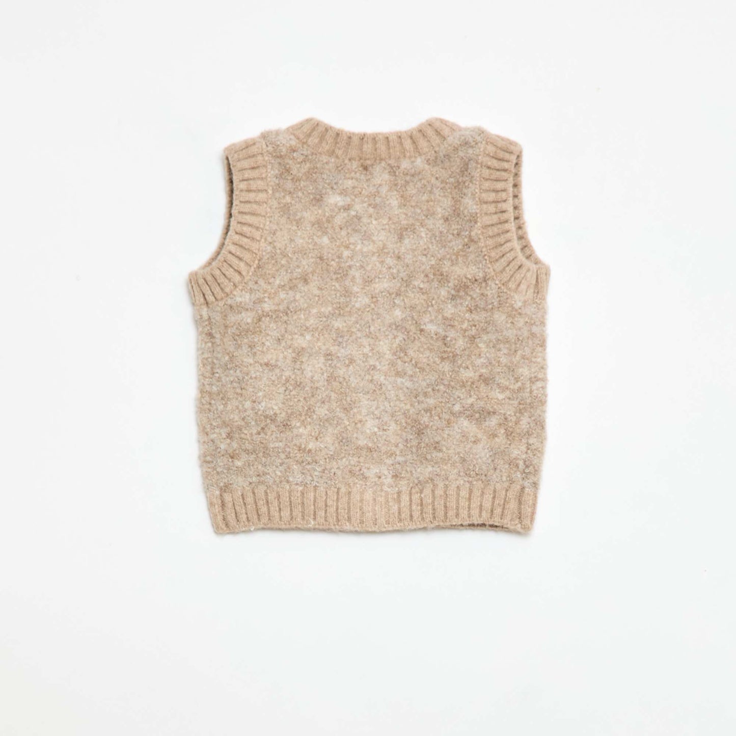Pull sans manches en maille bouclette BEIGE