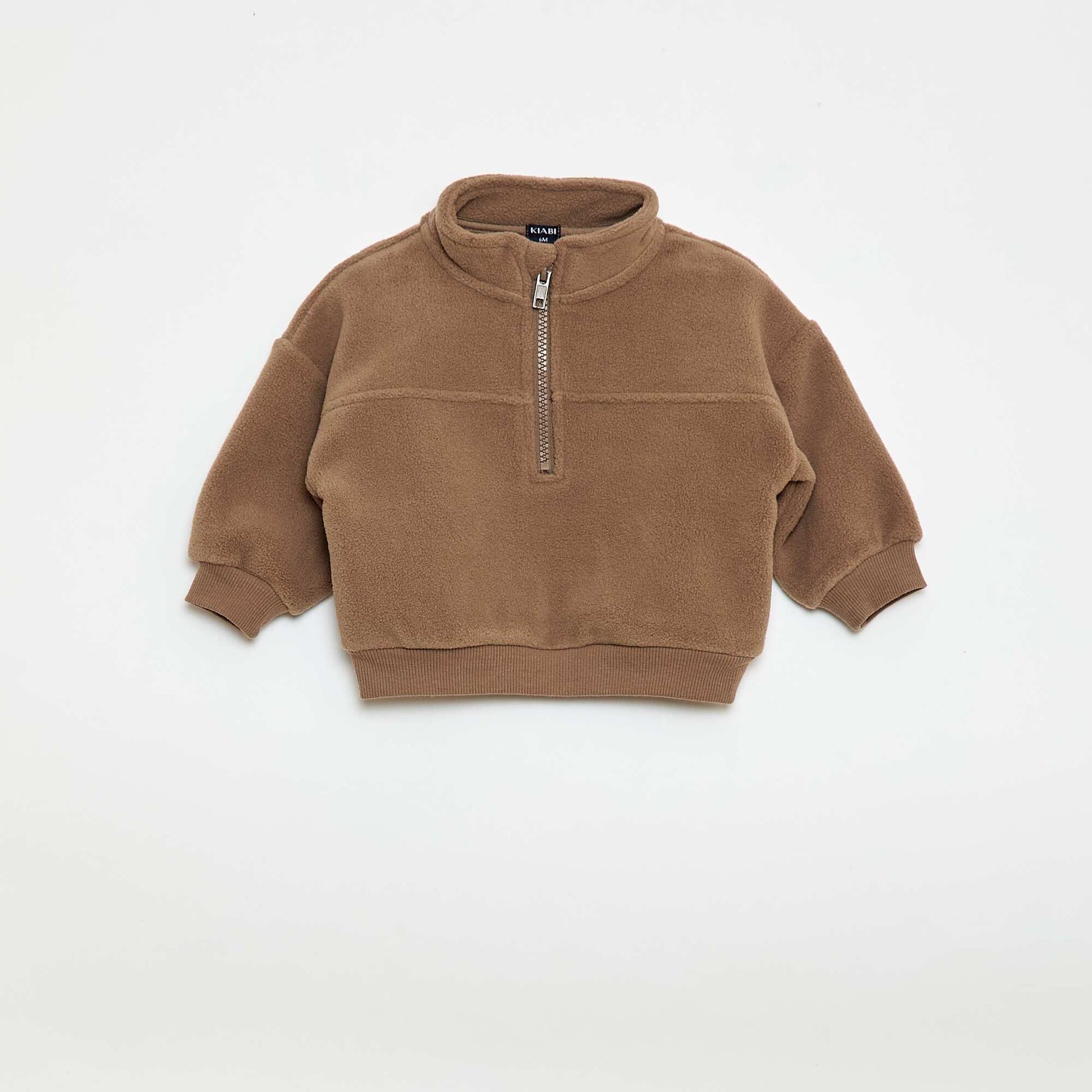 Sweat en polaire avec col zippé MARRON