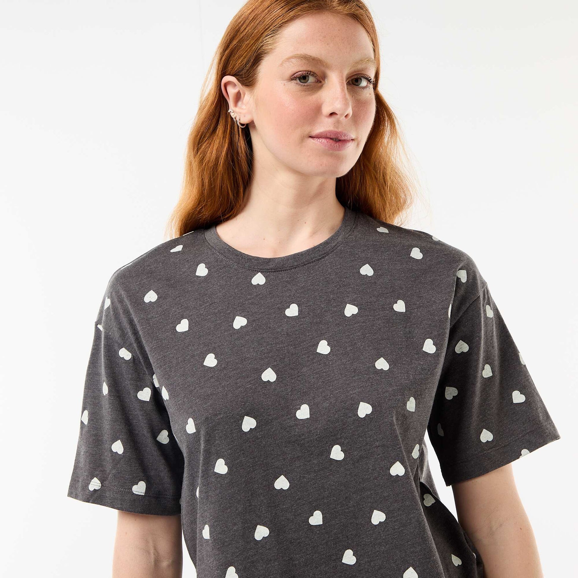 Ensemble de pyjama haut + short en jersey coton GRIS