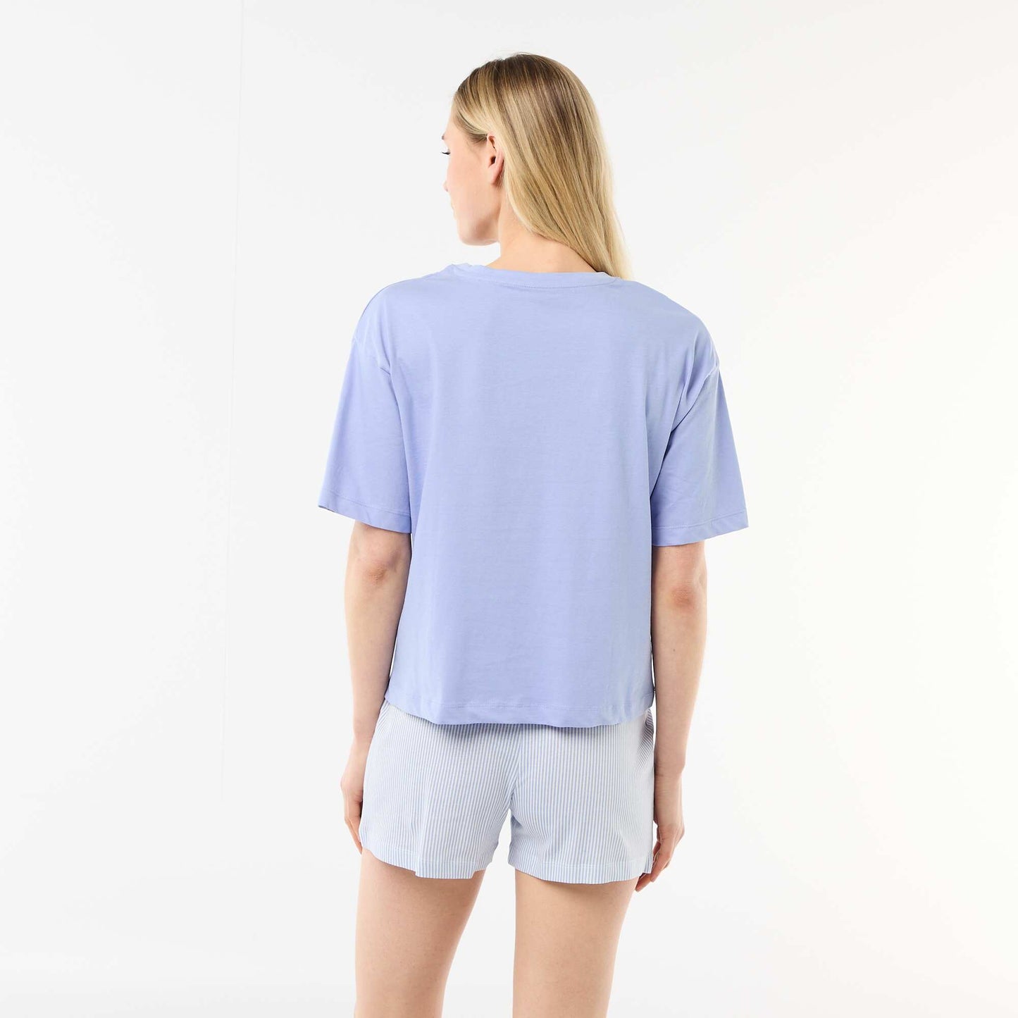 Ensemble de pyjama haut + short en jersey coton BLEU