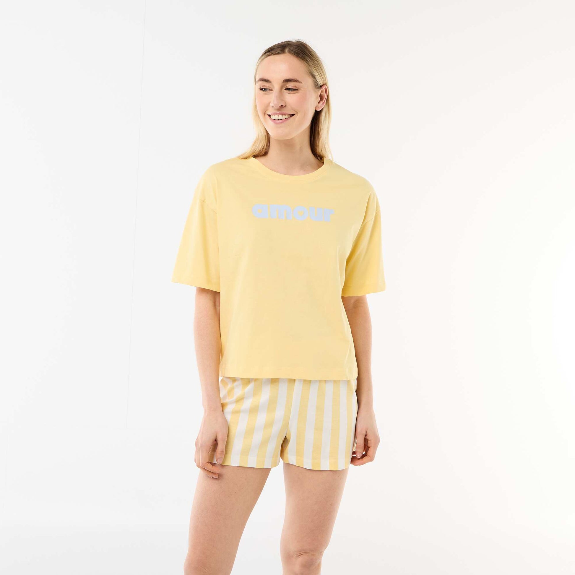 Ensemble de pyjama haut + short en jersey coton GRIS