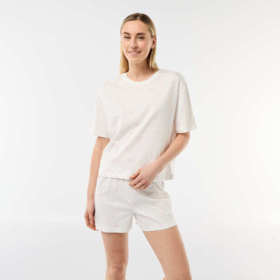 Ensemble de pyjama haut + short en jersey coton BLANC