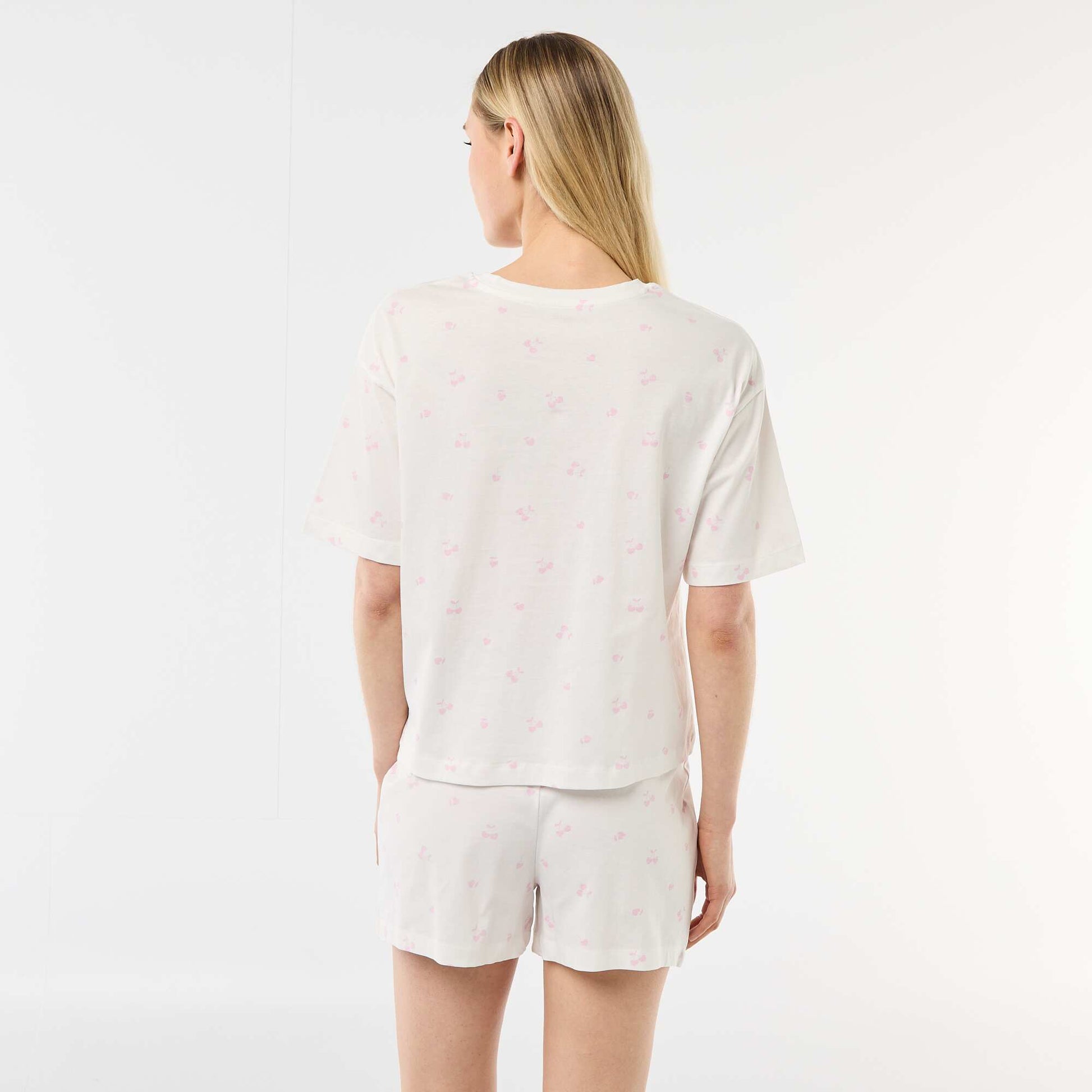 Ensemble de pyjama haut + short en jersey coton BLANC