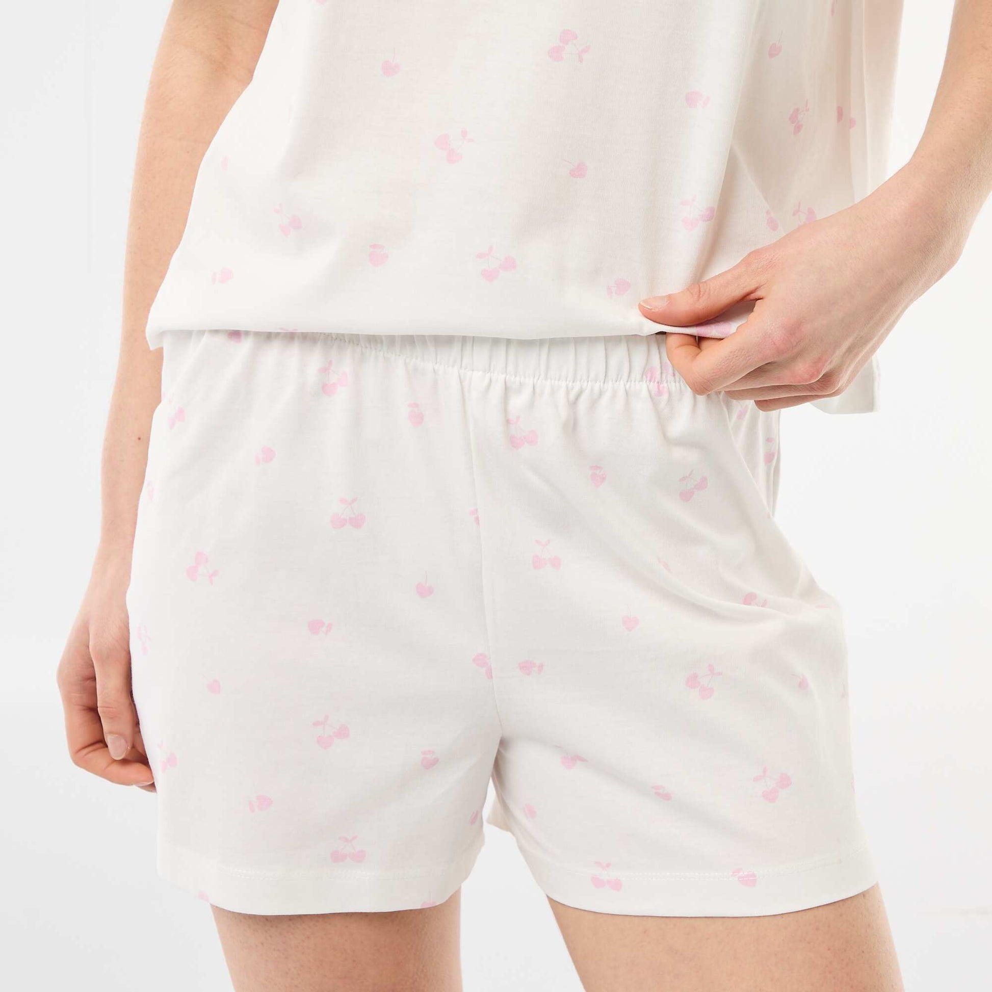 Ensemble de pyjama haut + short en jersey coton BLANC