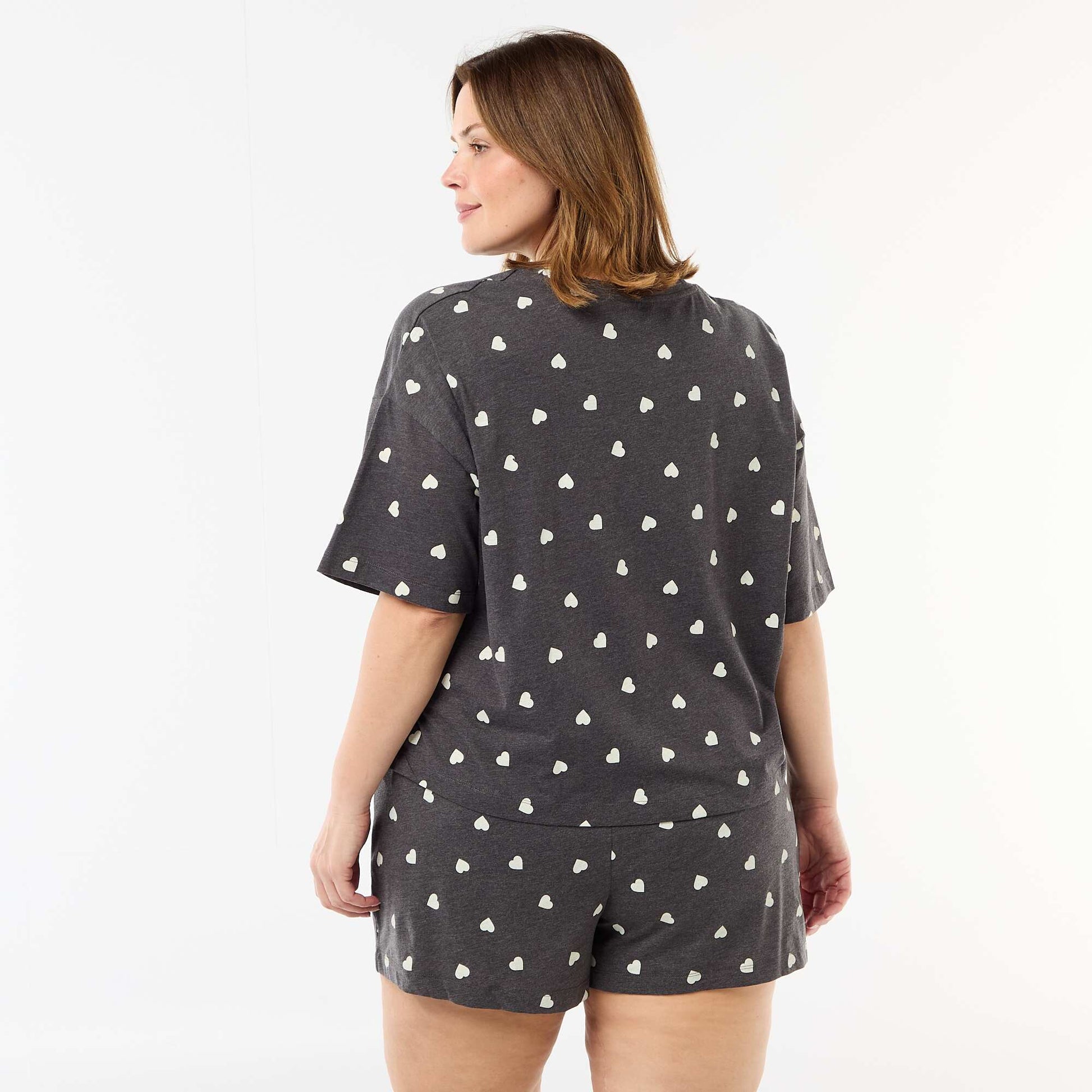 Pyjama court à motifs - 2 pièces GRIS