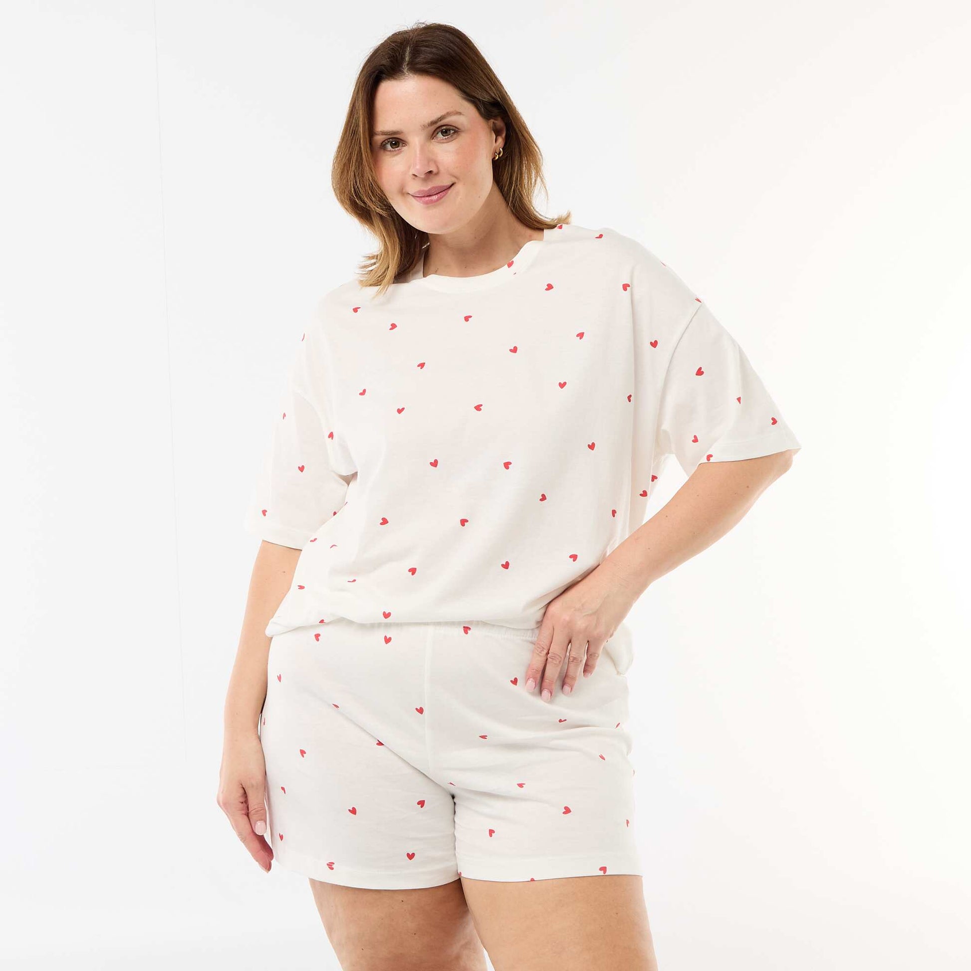 Pyjama court à motifs - 2 pièces BLANC