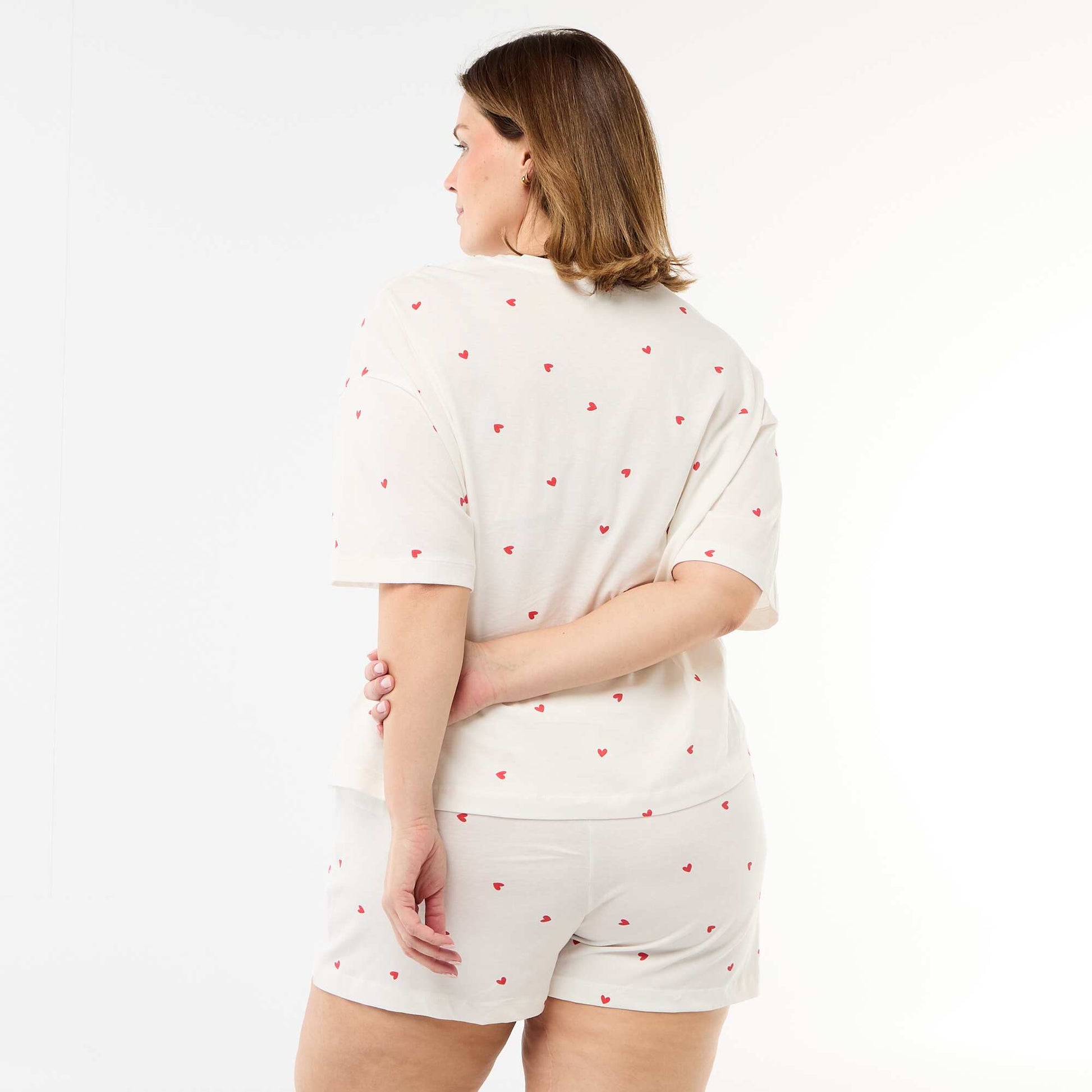 Pyjama court à motifs - 2 pièces BLANC