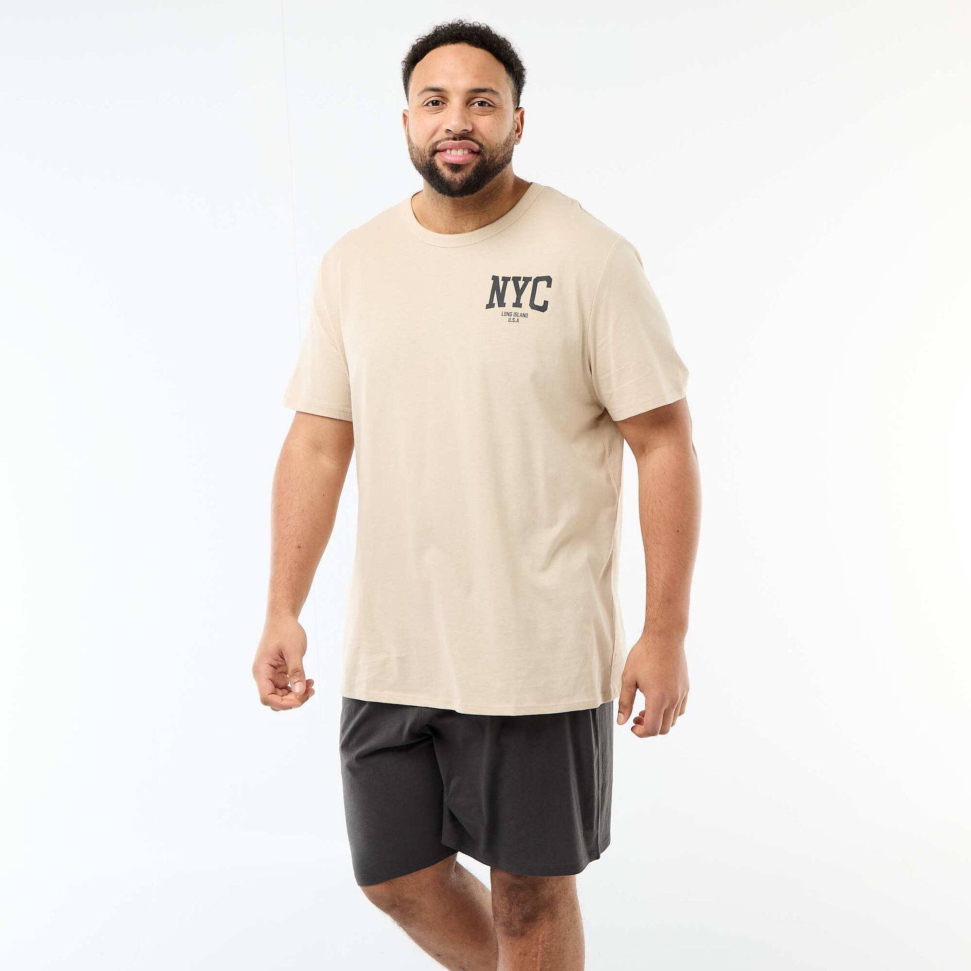 Ensemble pyjama court t-shirt + short - 2 pièces BEIGE