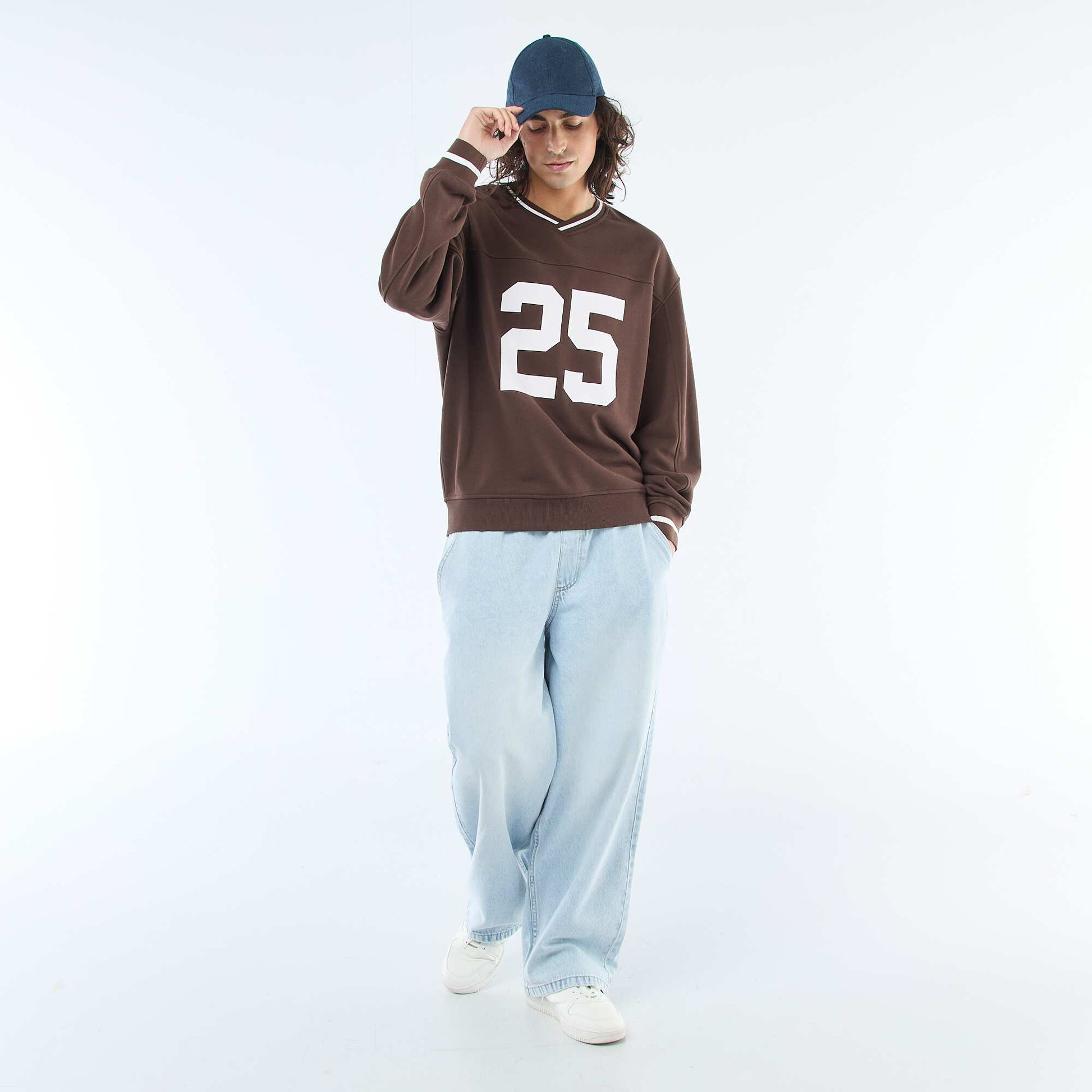 Sweat sportswear en french terry MARRON