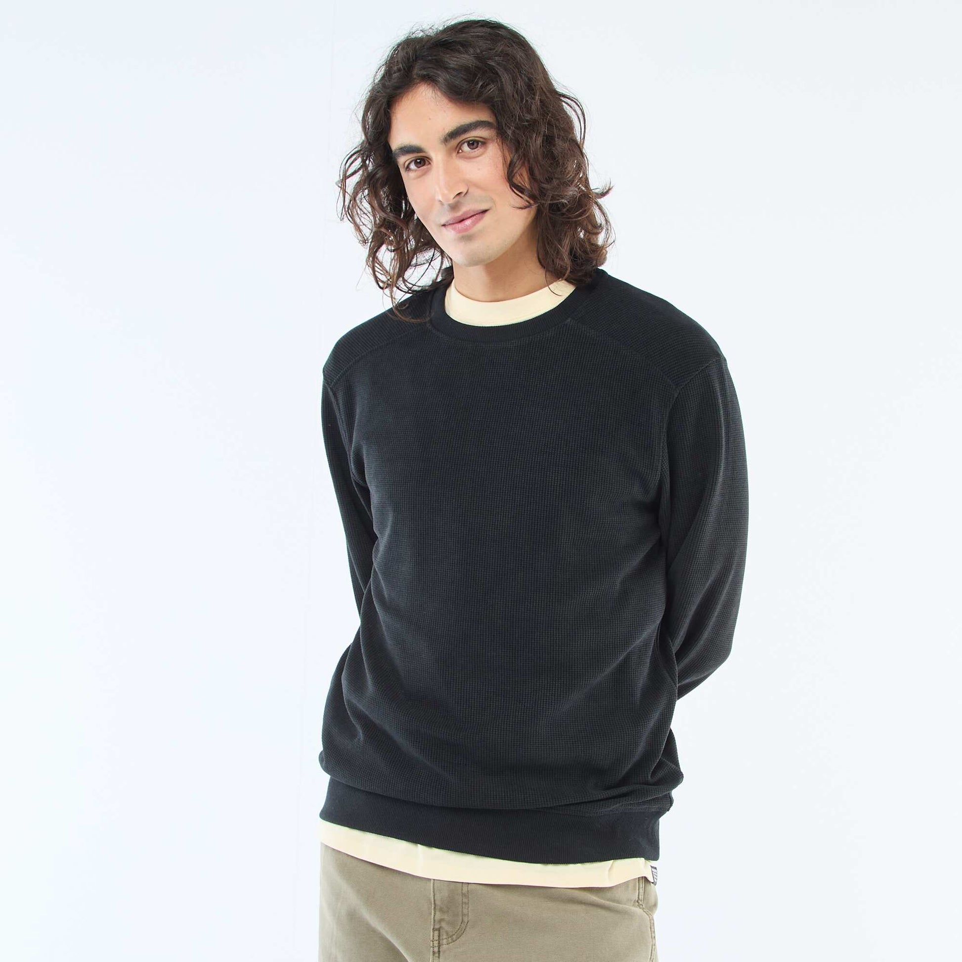 Sweat en maille nid d'abeilles NOIR
