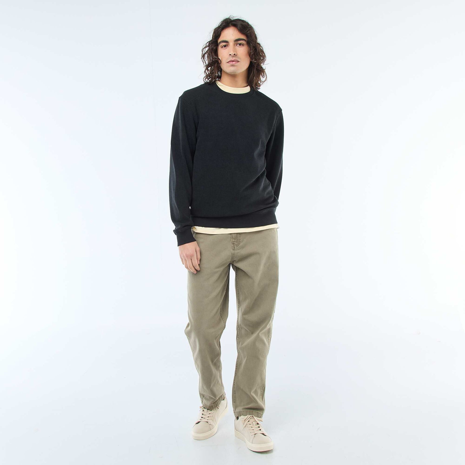 Sweat en maille nid d'abeilles NOIR