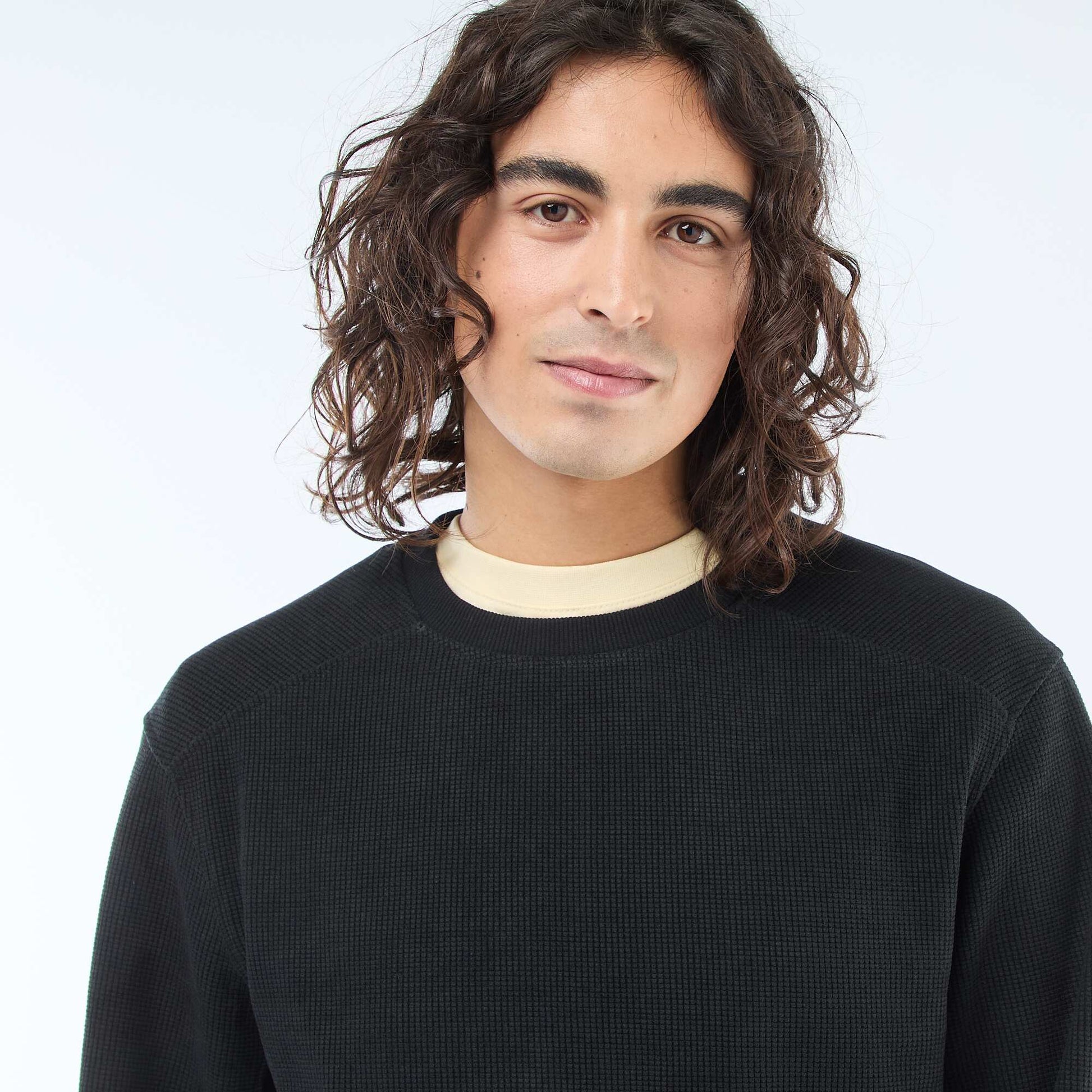 Sweat en maille nid d'abeilles NOIR