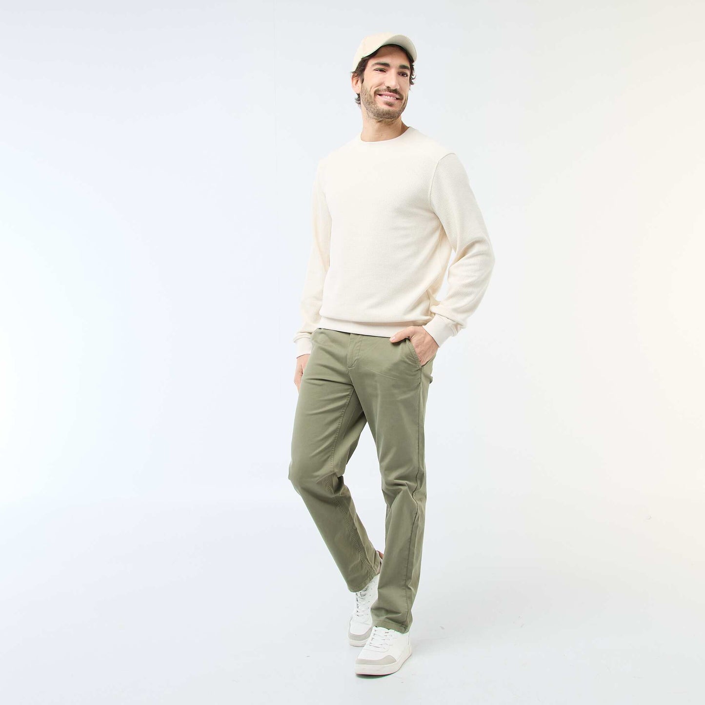 Sweat en maille nid d'abeilles BLANC