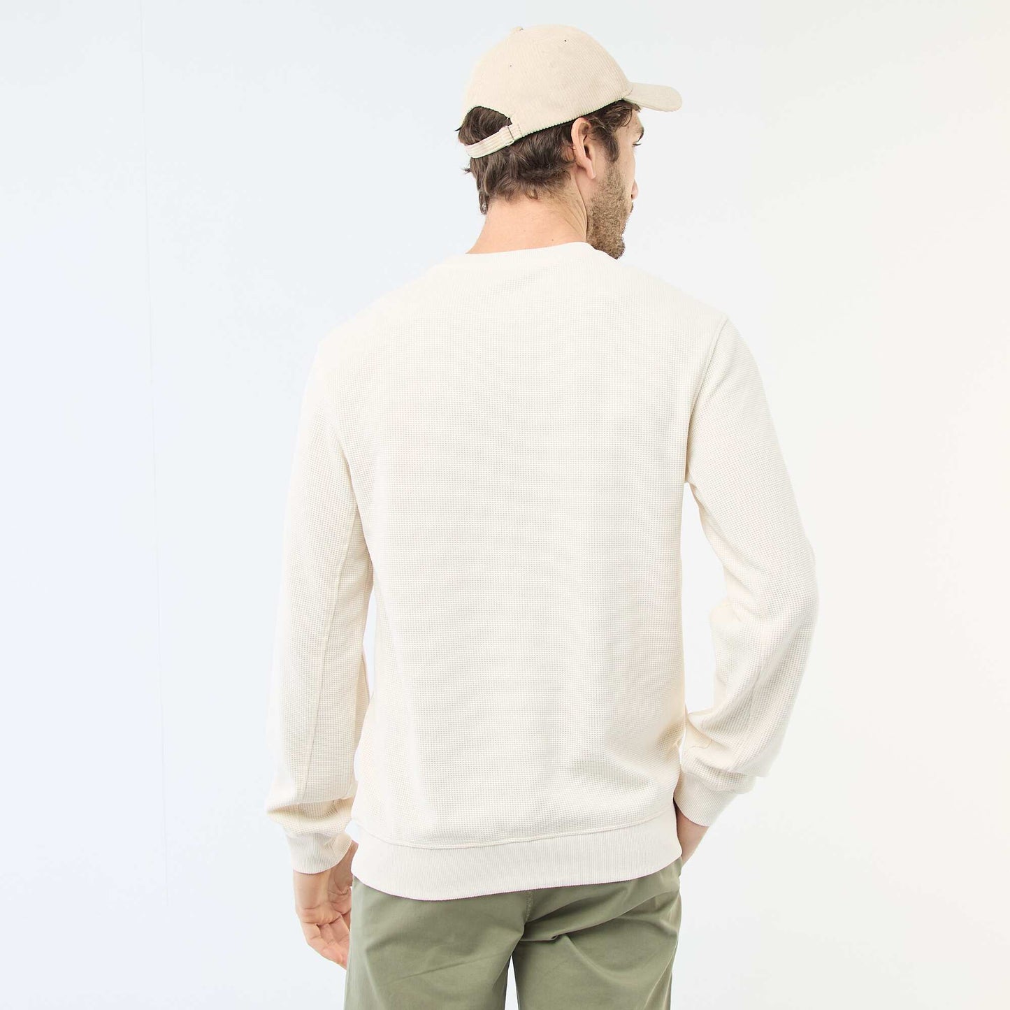 Sweat en maille nid d'abeilles BLANC
