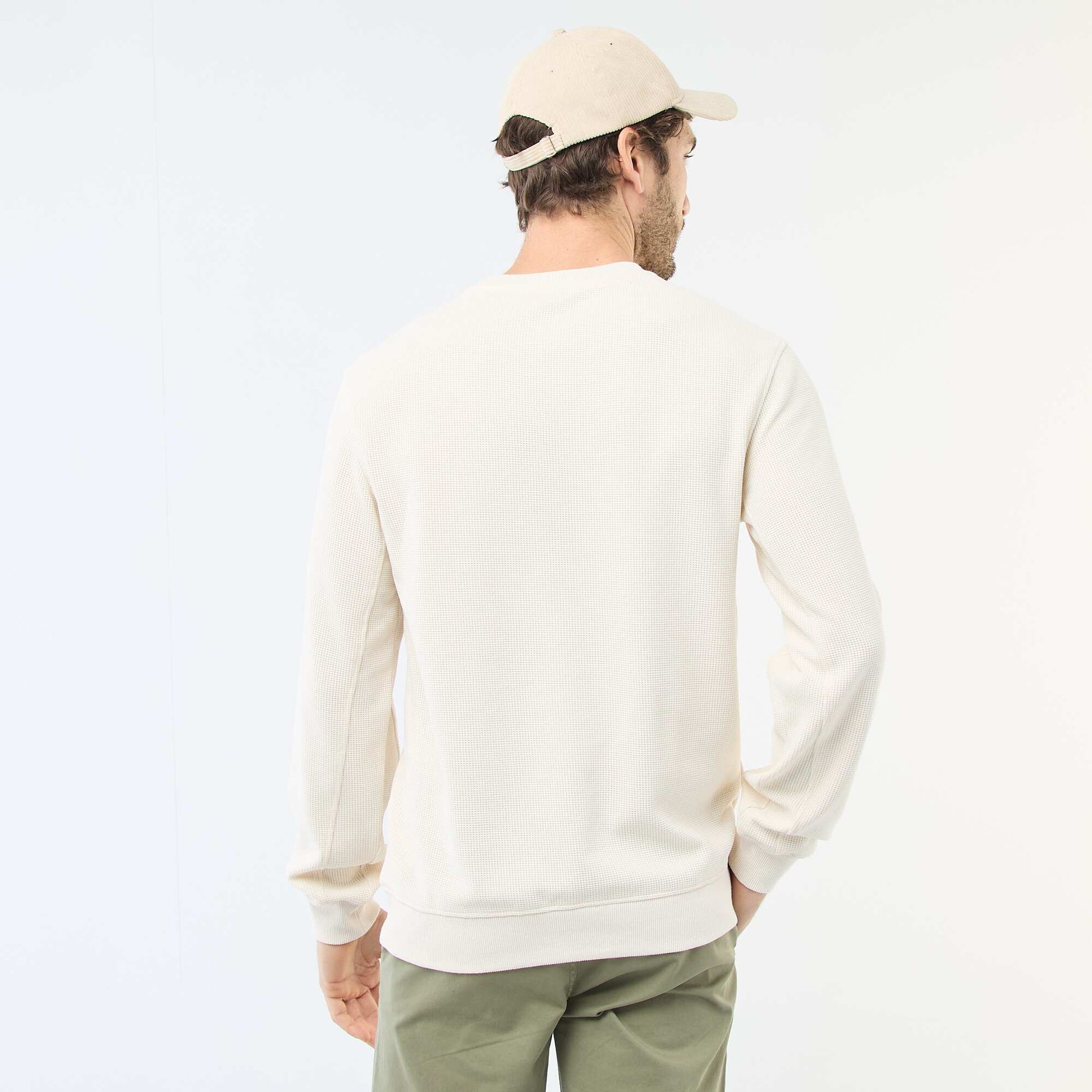 Sweat en maille nid d'abeilles BLANC