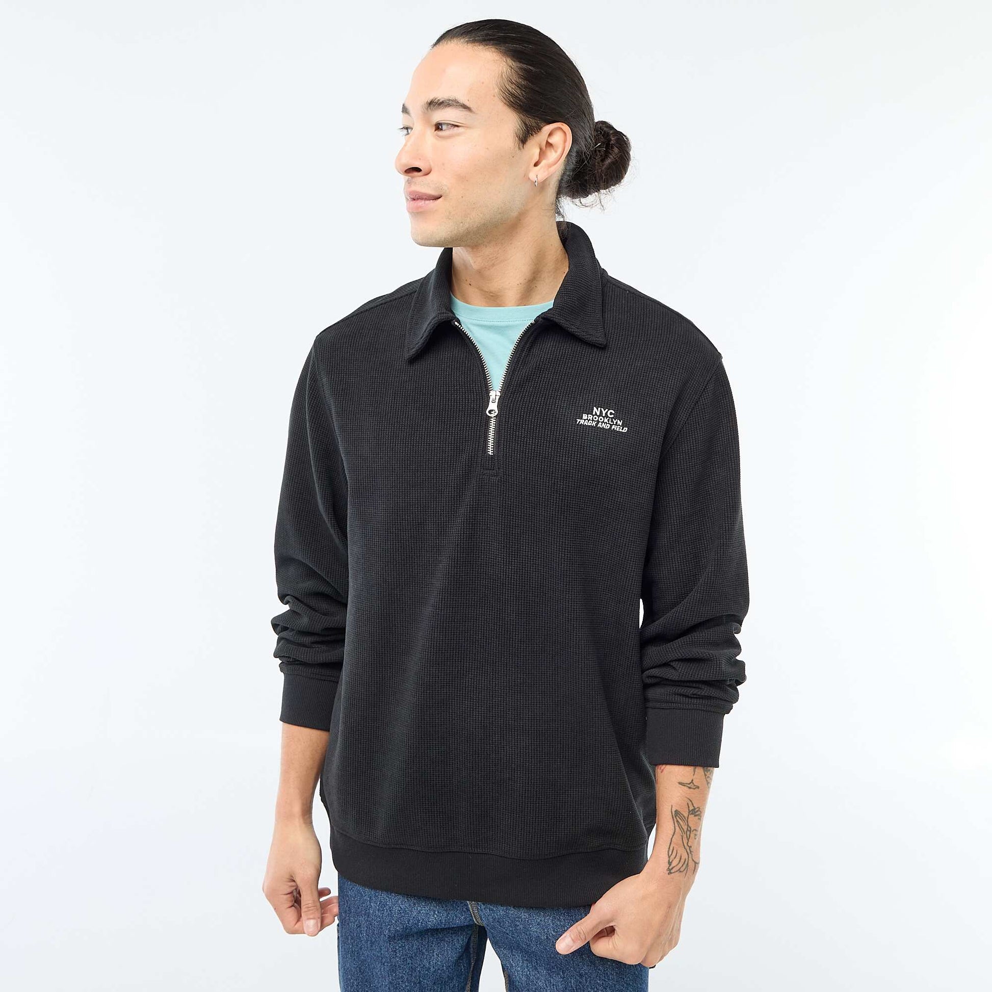 Sweat en matière gaufrée NOIR