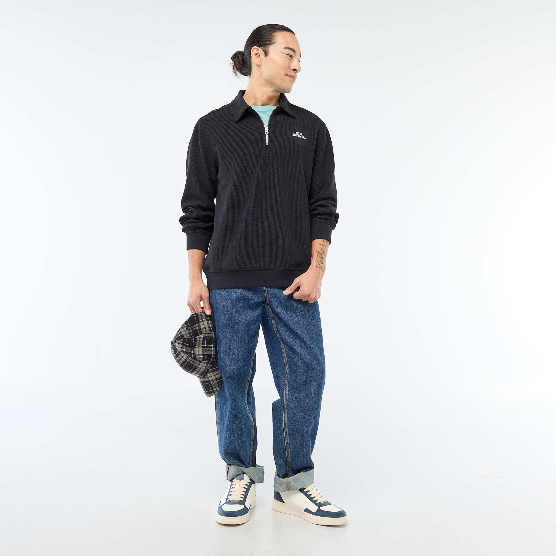 Sweat en matière gaufrée NOIR