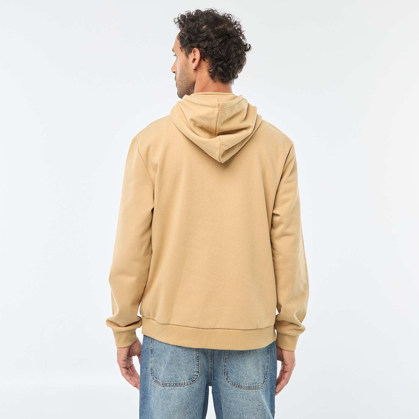 Sweat en molleton à capuche avec ouverture zippée au col BEIGE