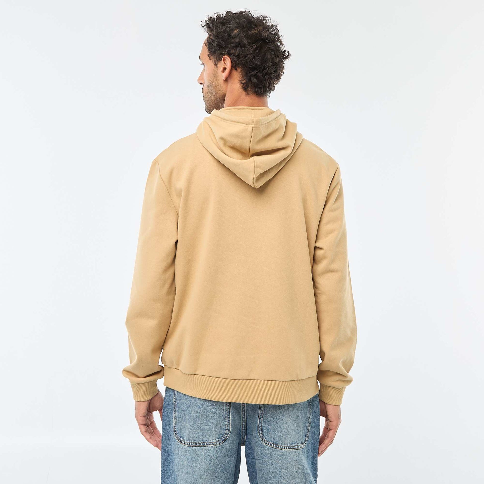 Sweat en molleton à capuche avec ouverture zippée au col BEIGE
