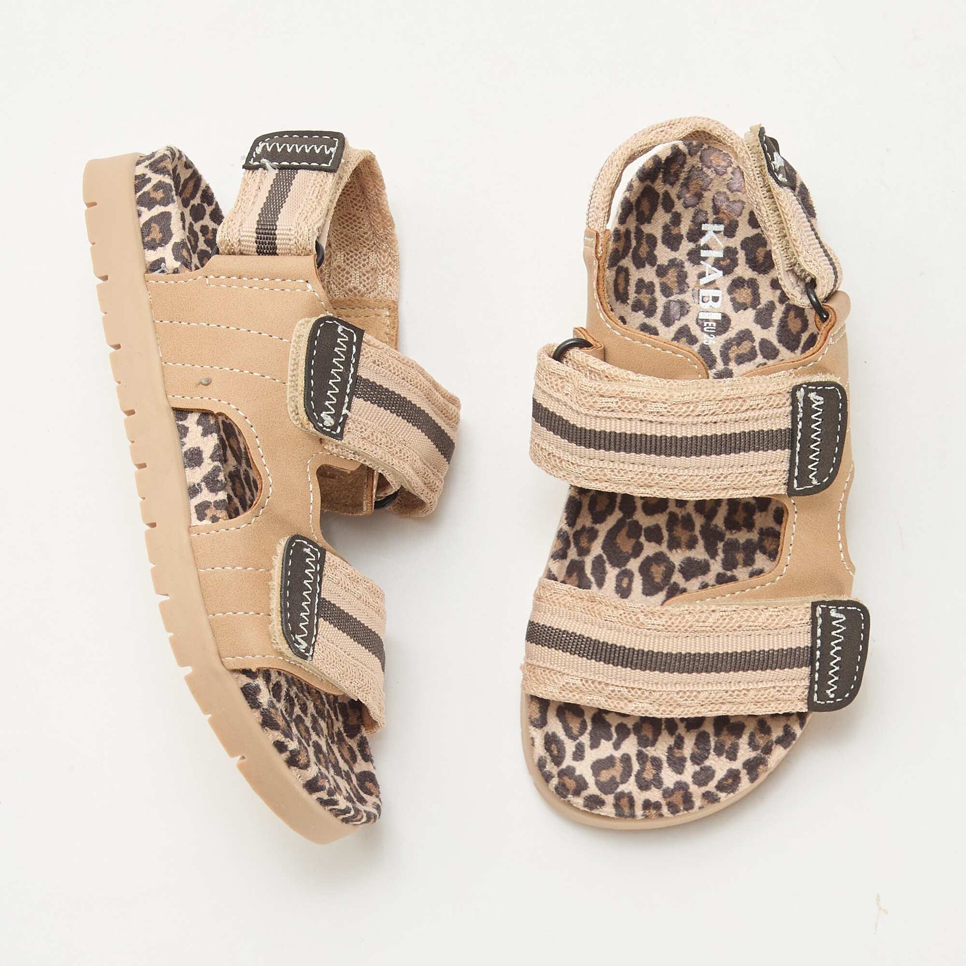 Sandales à scratch léopard BEIGE