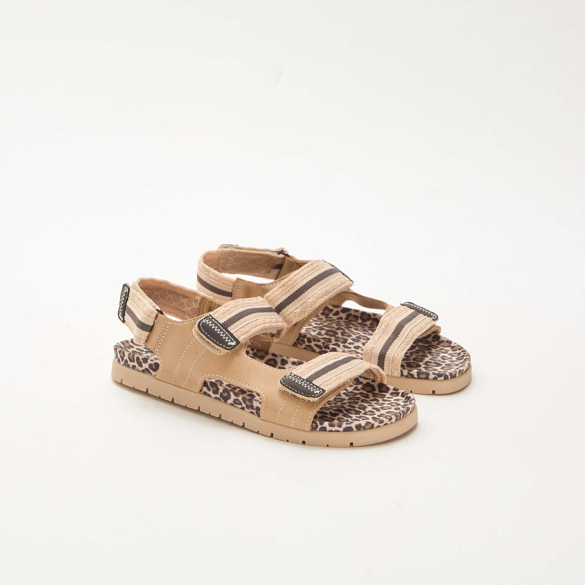 Sandales à scratch léopard BEIGE
