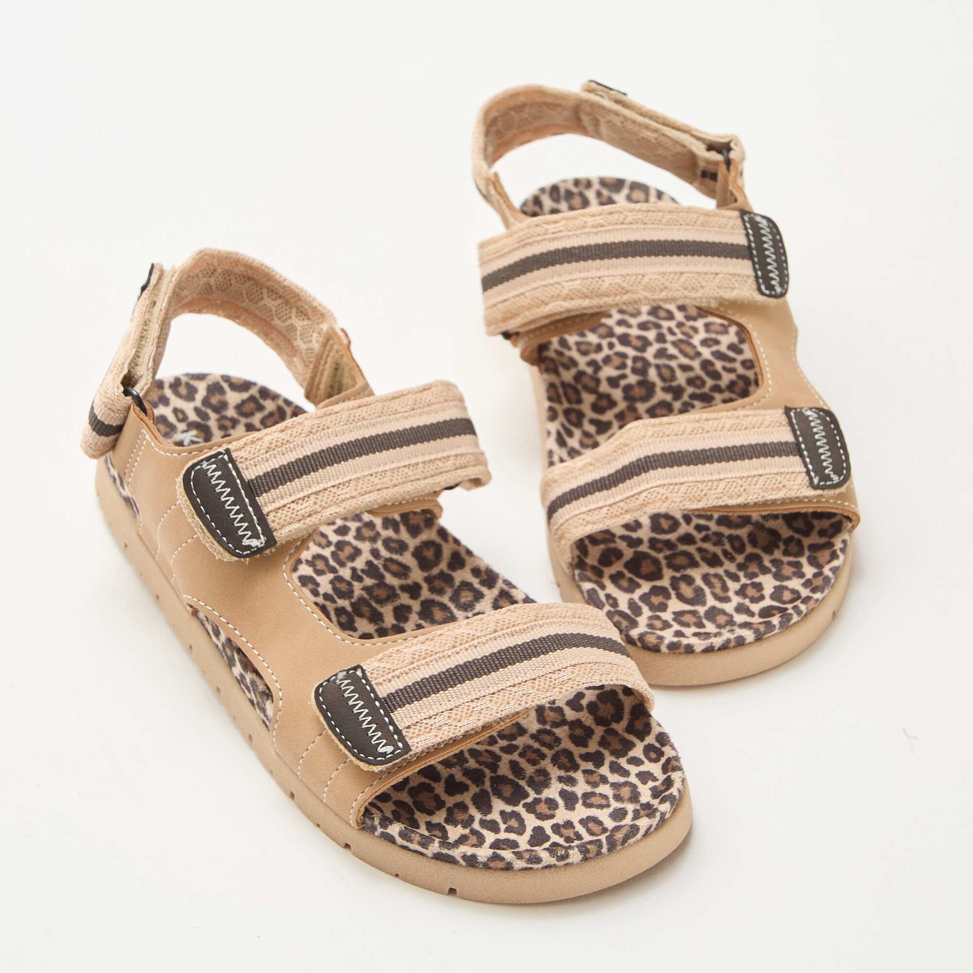 Sandales à scratch léopard BEIGE