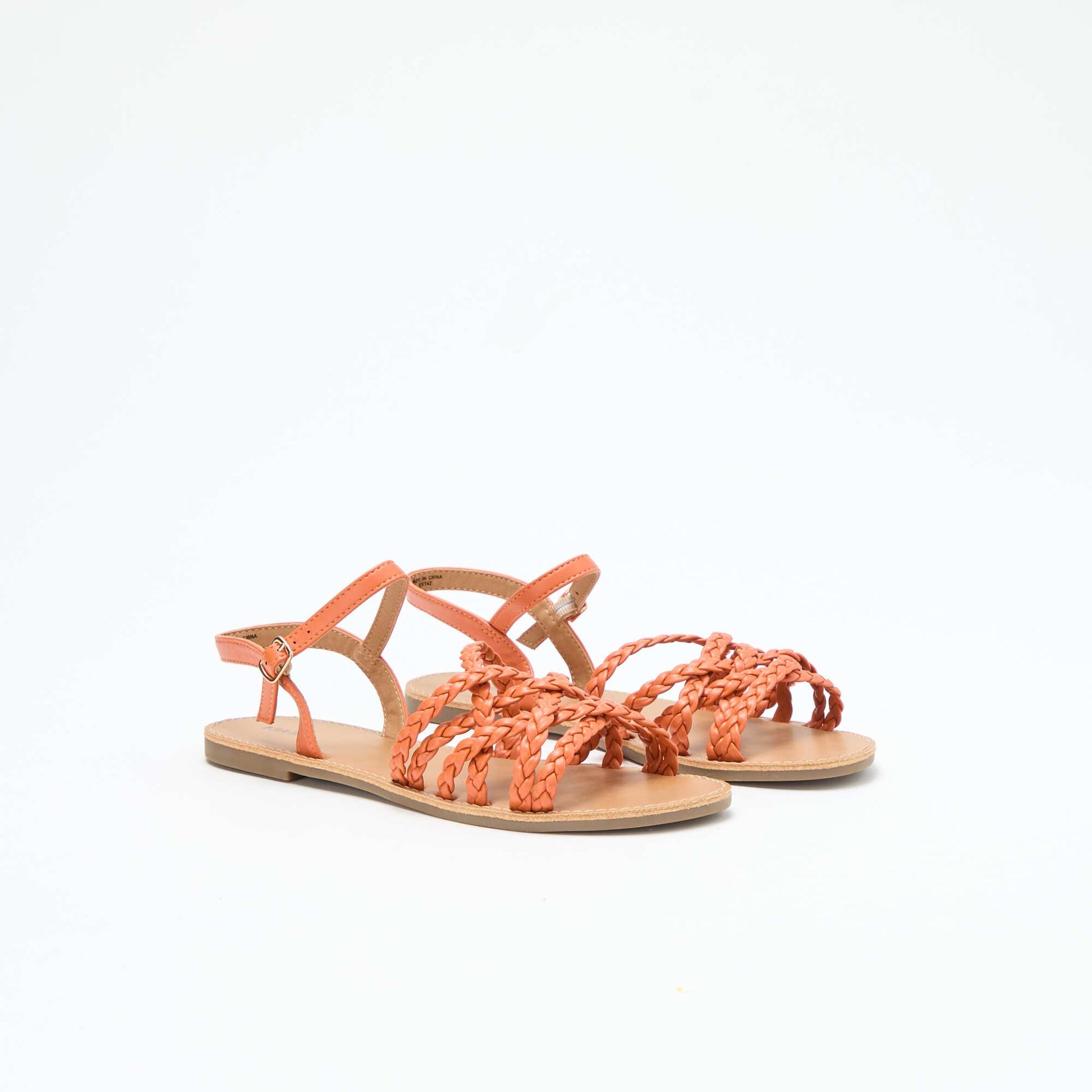 Sandales multi brides tressées ORANGE